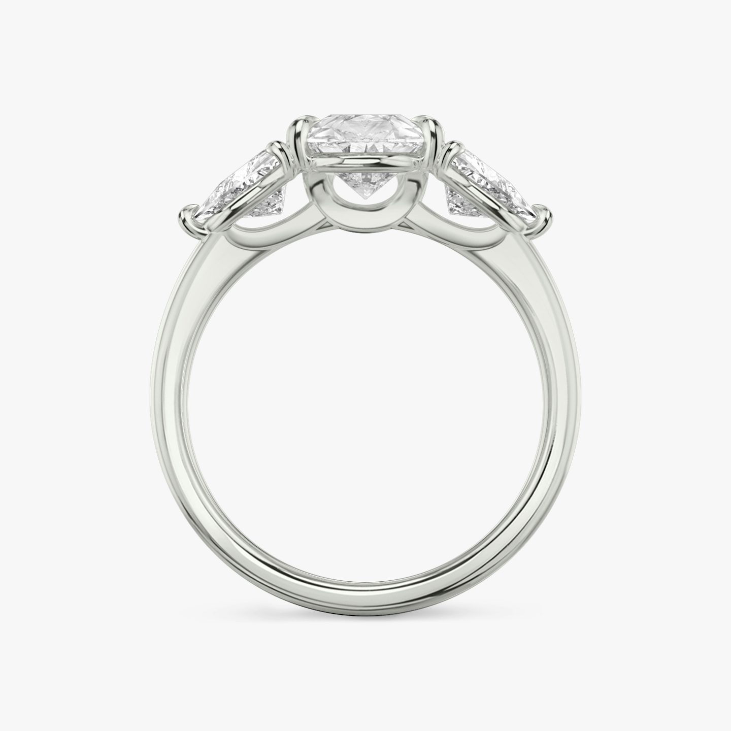 The Three Stone | Pear | 18k | White Gold | bandAccent: Plain | sideStoneCarat: 0.50ct | sideStoneShape: Trillion | diamondOrientation: vertical | caratWeight: other
