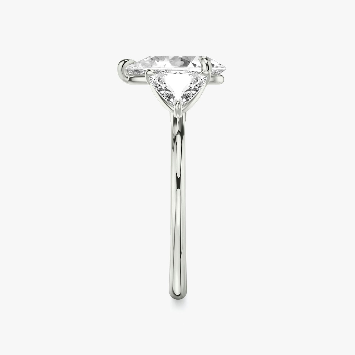 The Three Stone | Pear | 18k | White Gold | bandAccent: Plain | sideStoneCarat: 0.50ct | sideStoneShape: Trillion | diamondOrientation: vertical | caratWeight: other