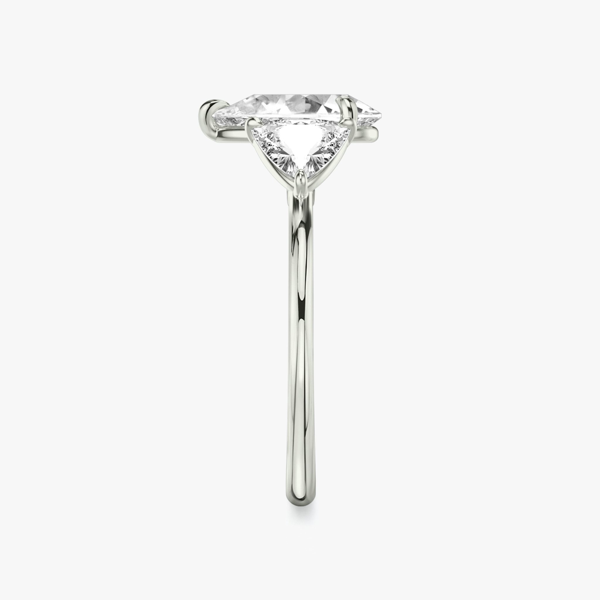 The Three Stone | Pear | 18k | White Gold | bandAccent: Plain | sideStoneCarat: 0.50ct | sideStoneShape: Trillion | diamondOrientation: vertical | caratWeight: other