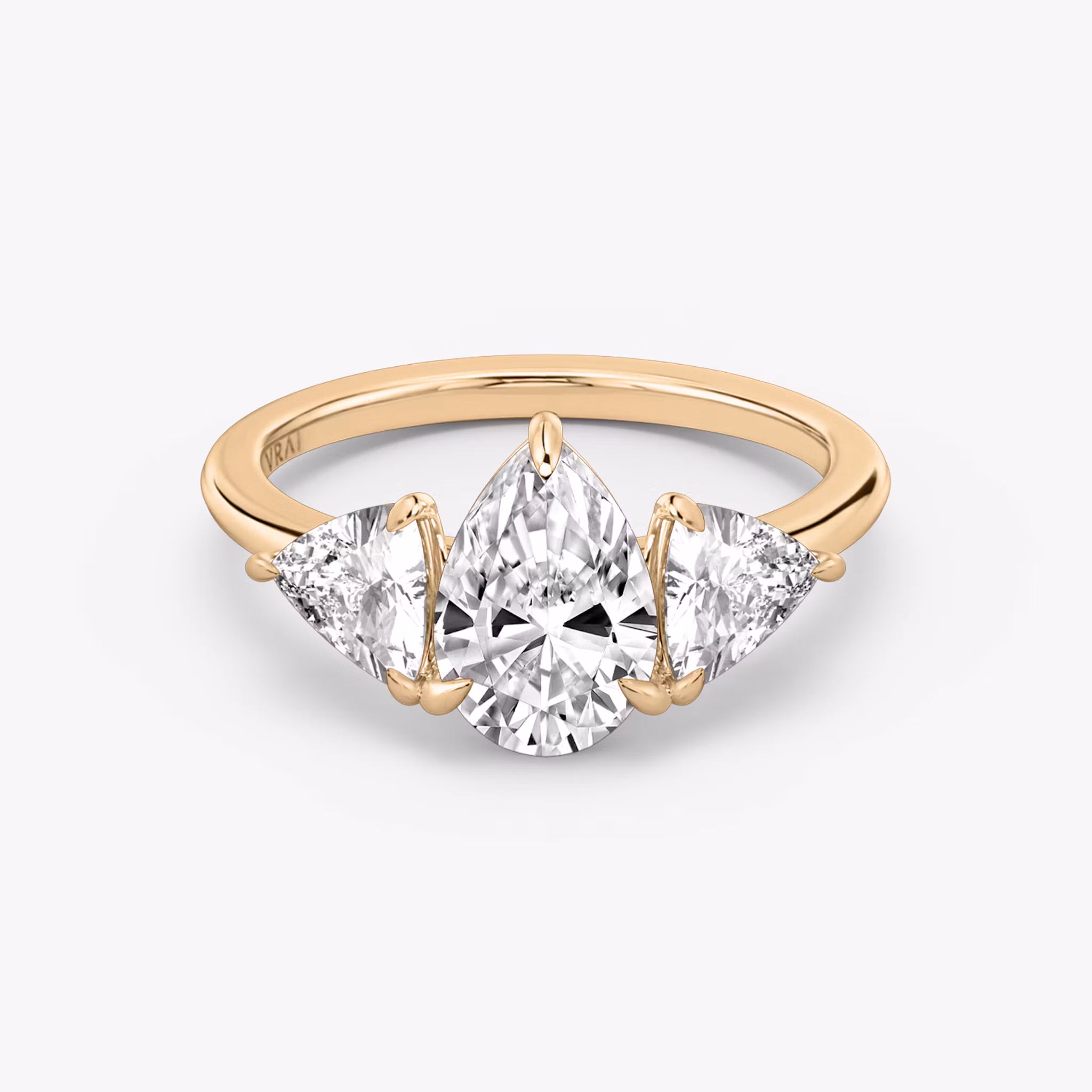 Three Stone Pear | Rose Gold