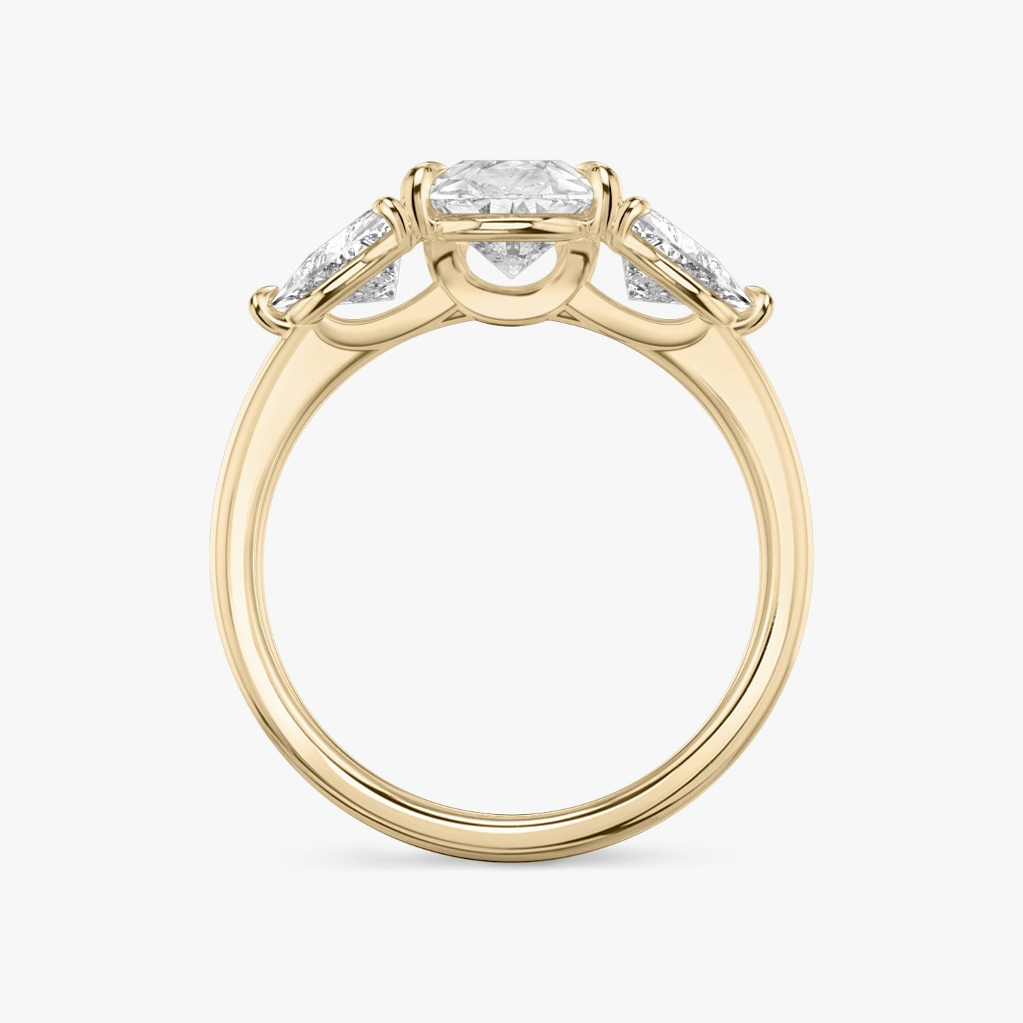 The Three Stone | Pear | 14k | Rose Gold | bandAccent: Plain | sideStoneCarat: 0.50ct | sideStoneShape: Trillion | diamondOrientation: vertical | caratWeight: other