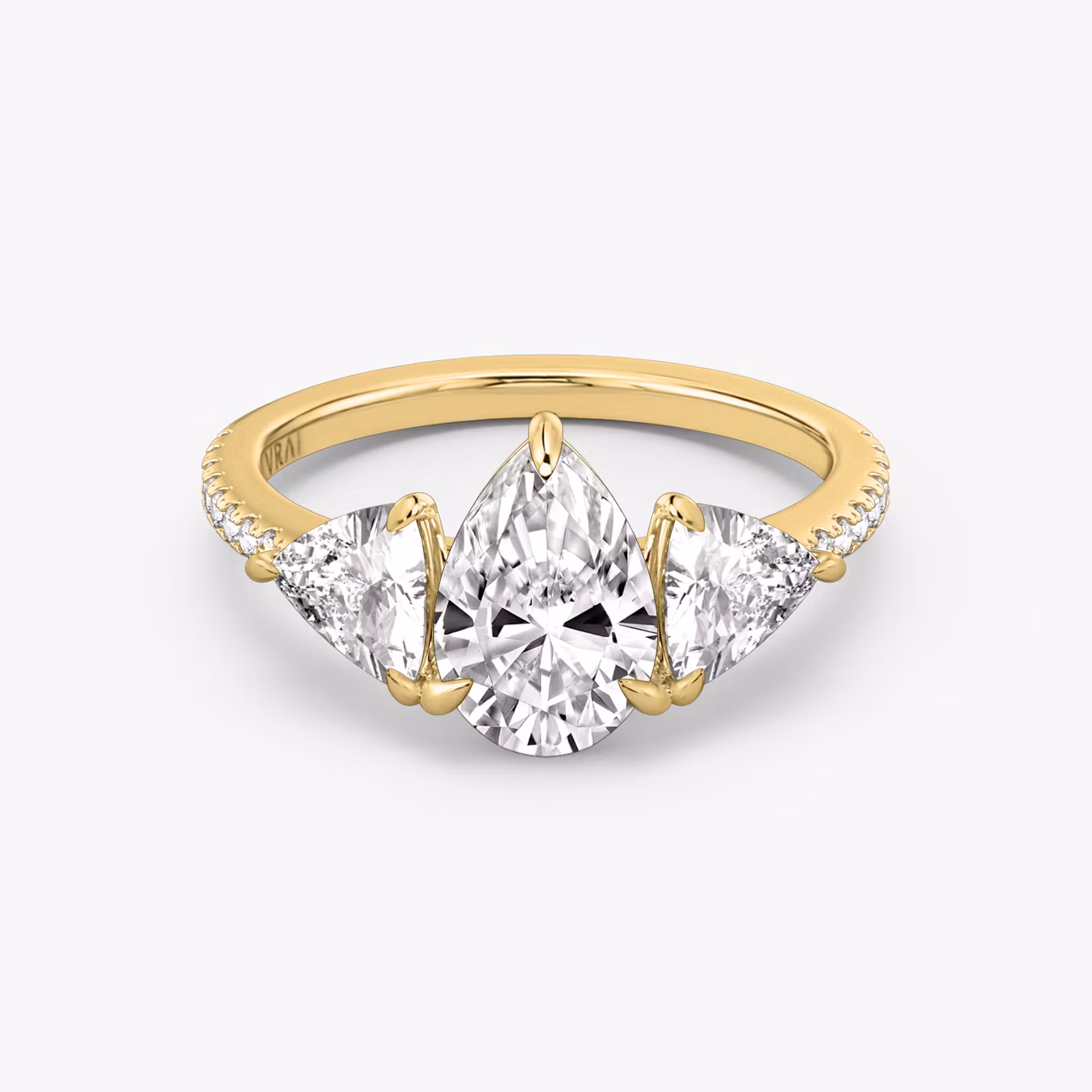 The Three Stone Pear | Yellow Gold