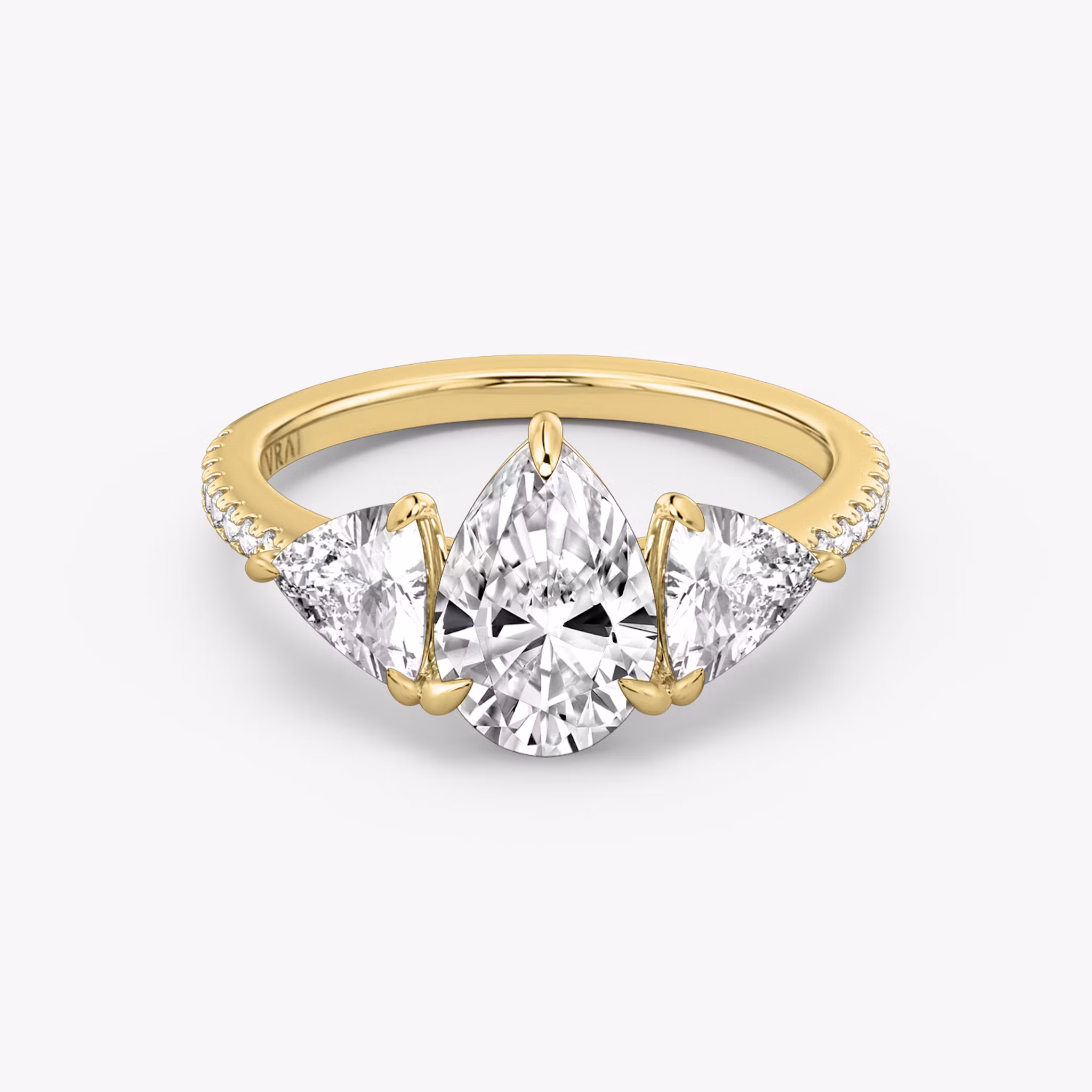 Three Stone Pear | Yellow Gold