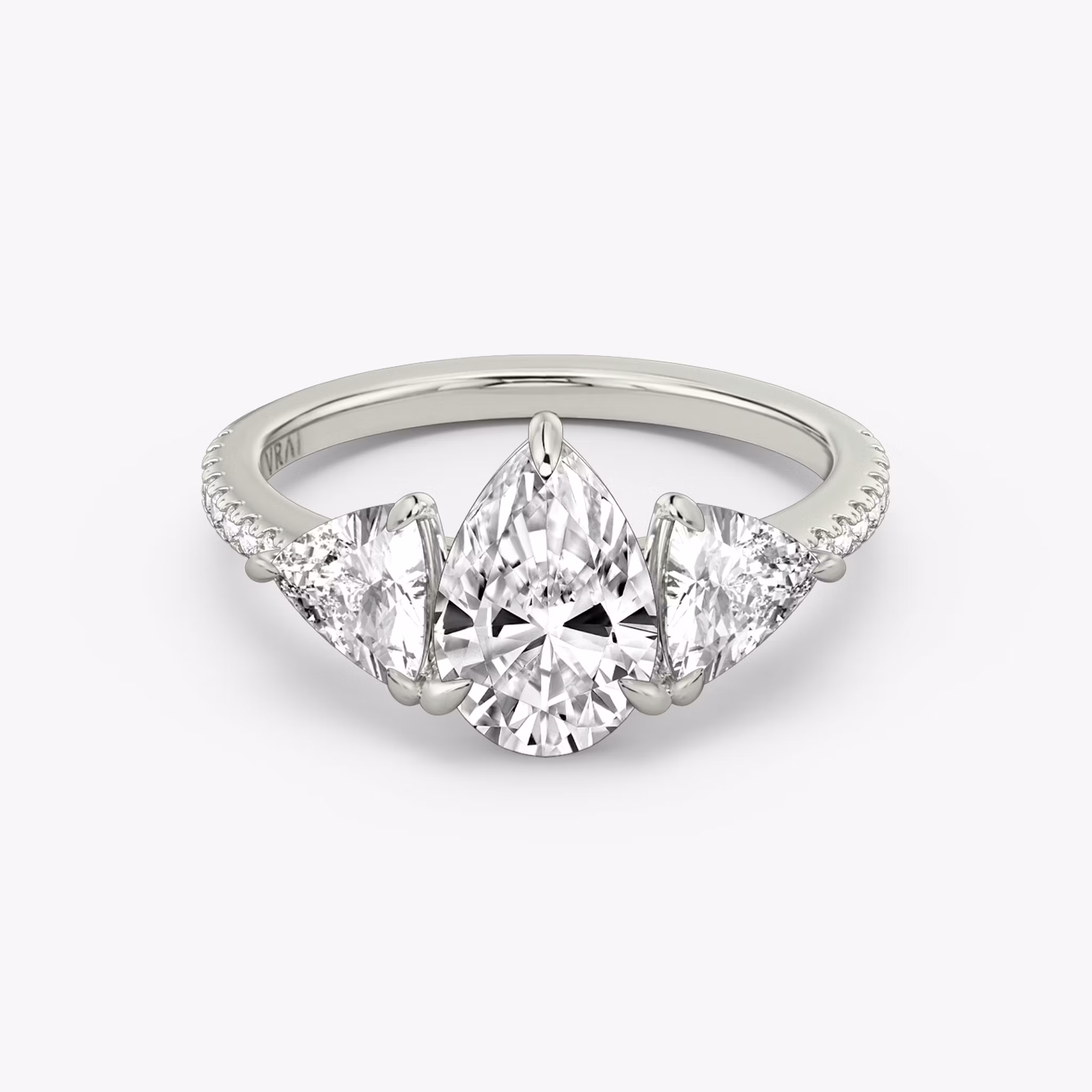 The Three Stone Pear | White Gold
