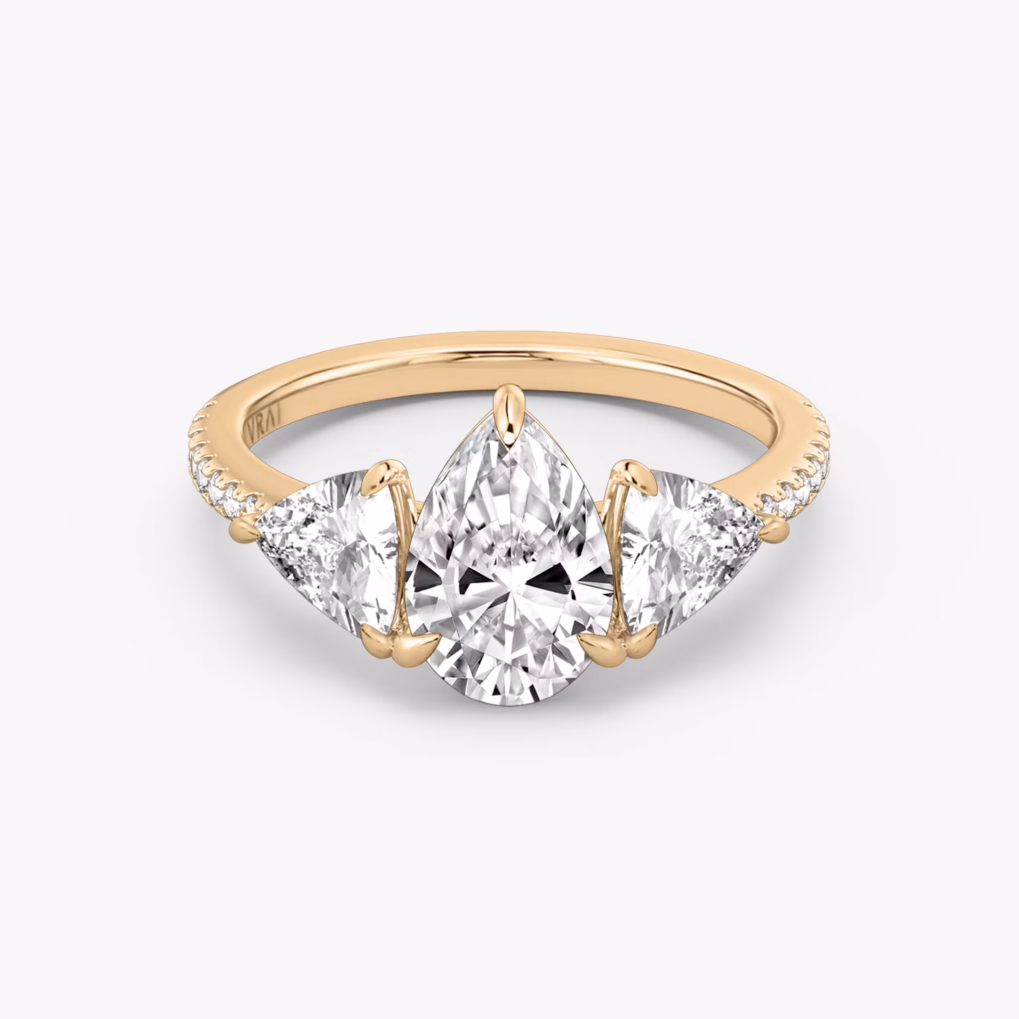Three Stone Pear | Rose Gold