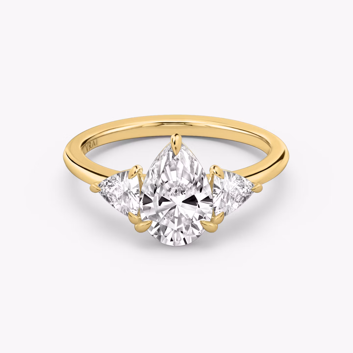 The Three Stone Pear | Yellow Gold