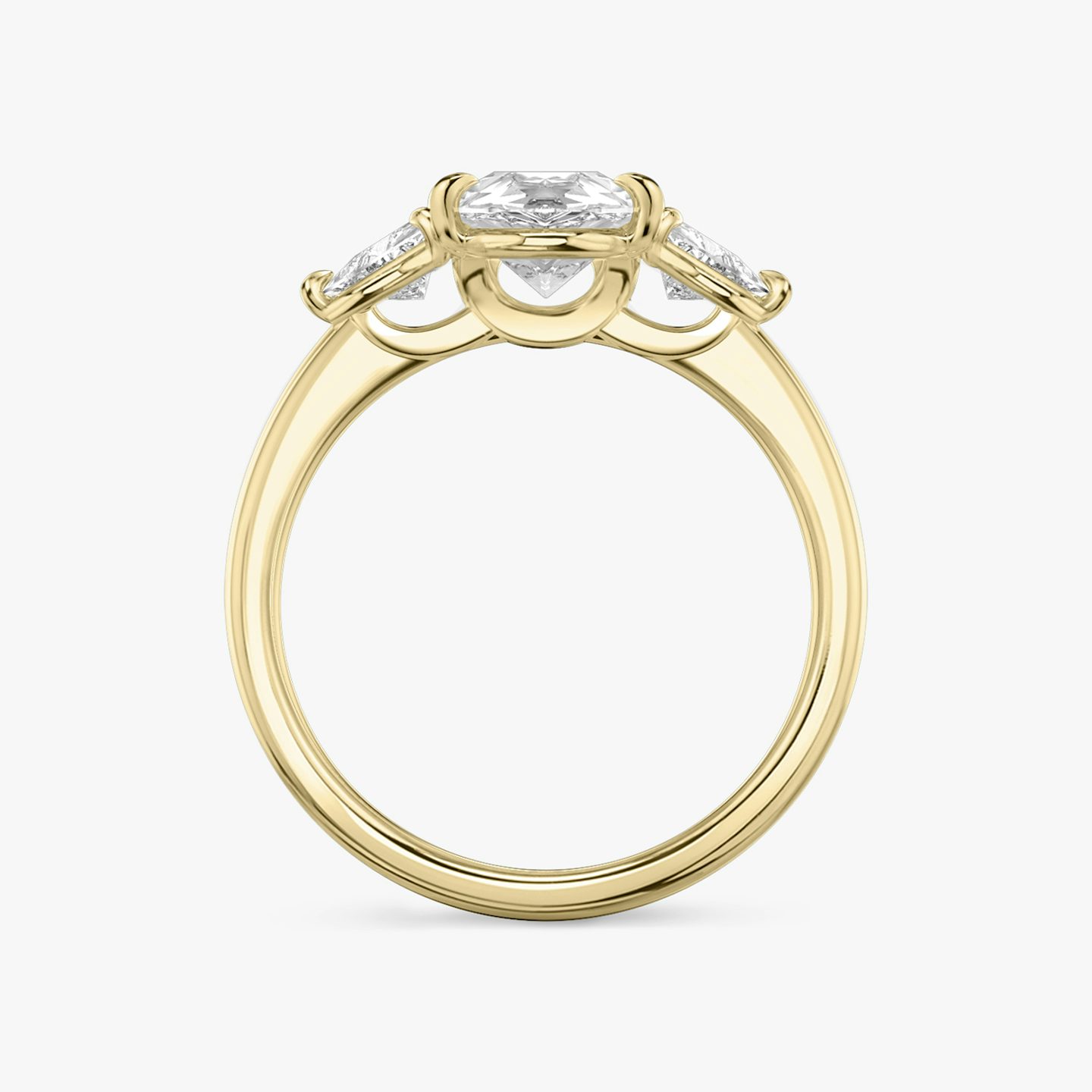 The Three Stone | Pear | 18k | Yellow Gold | bandAccent: Plain | sideStoneCarat: 0.25ct | sideStoneShape: Trillion | diamondOrientation: vertical | caratWeight: other