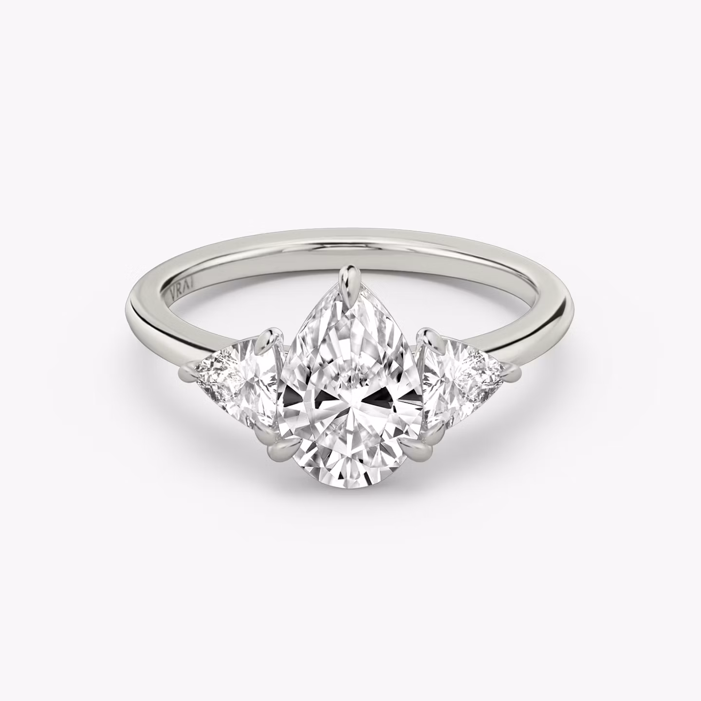 The Three Stone Pear | White Gold