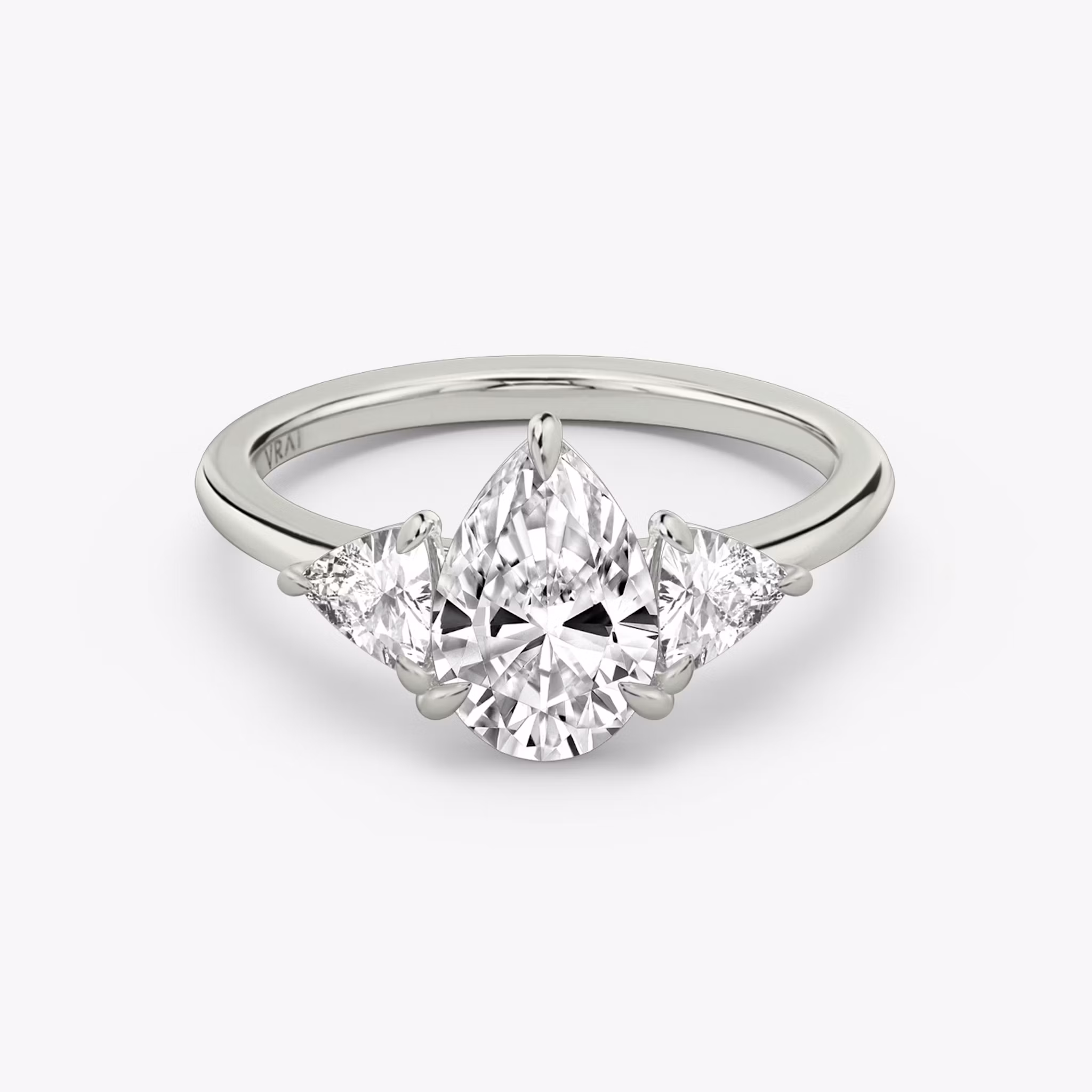 The Three Stone Pear | White Gold