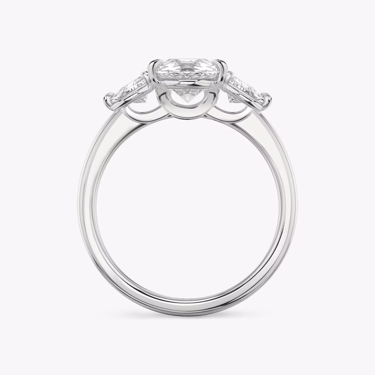 The Three Stone | Pear | 18k | White Gold | bandAccent: Plain | sideStoneCarat: 0.25ct | sideStoneShape: Trillion | diamondOrientation: vertical | caratWeight: other