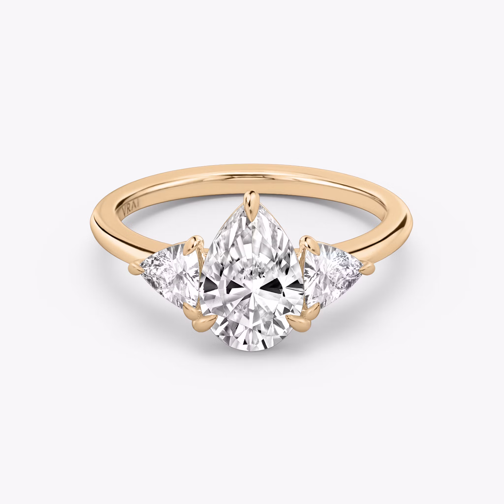 Three Stone Pear | Rose Gold