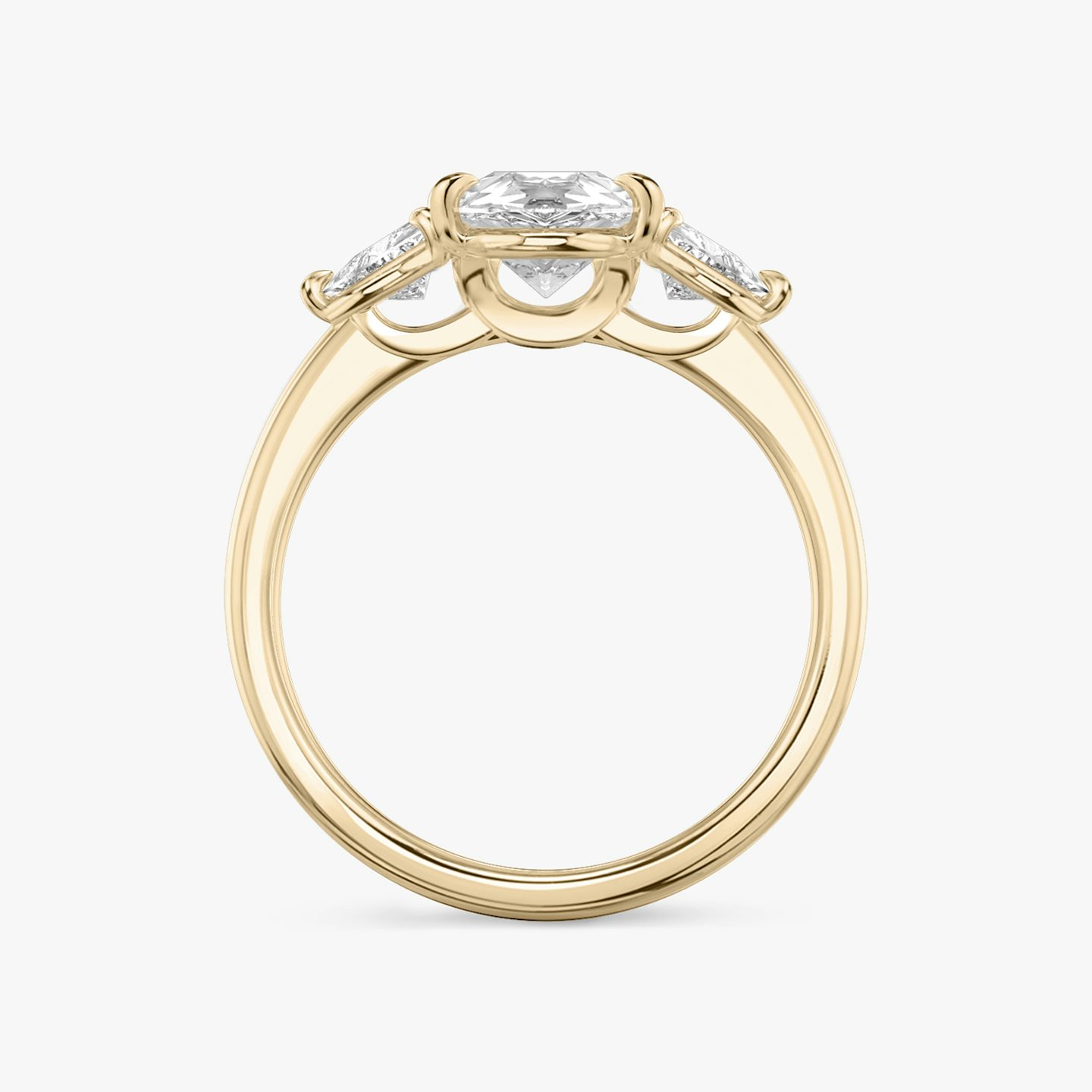 The Three Stone | Pear | 14k | Rose Gold | bandAccent: Plain | sideStoneCarat: 0.25ct | sideStoneShape: Trillion | diamondOrientation: vertical | caratWeight: other