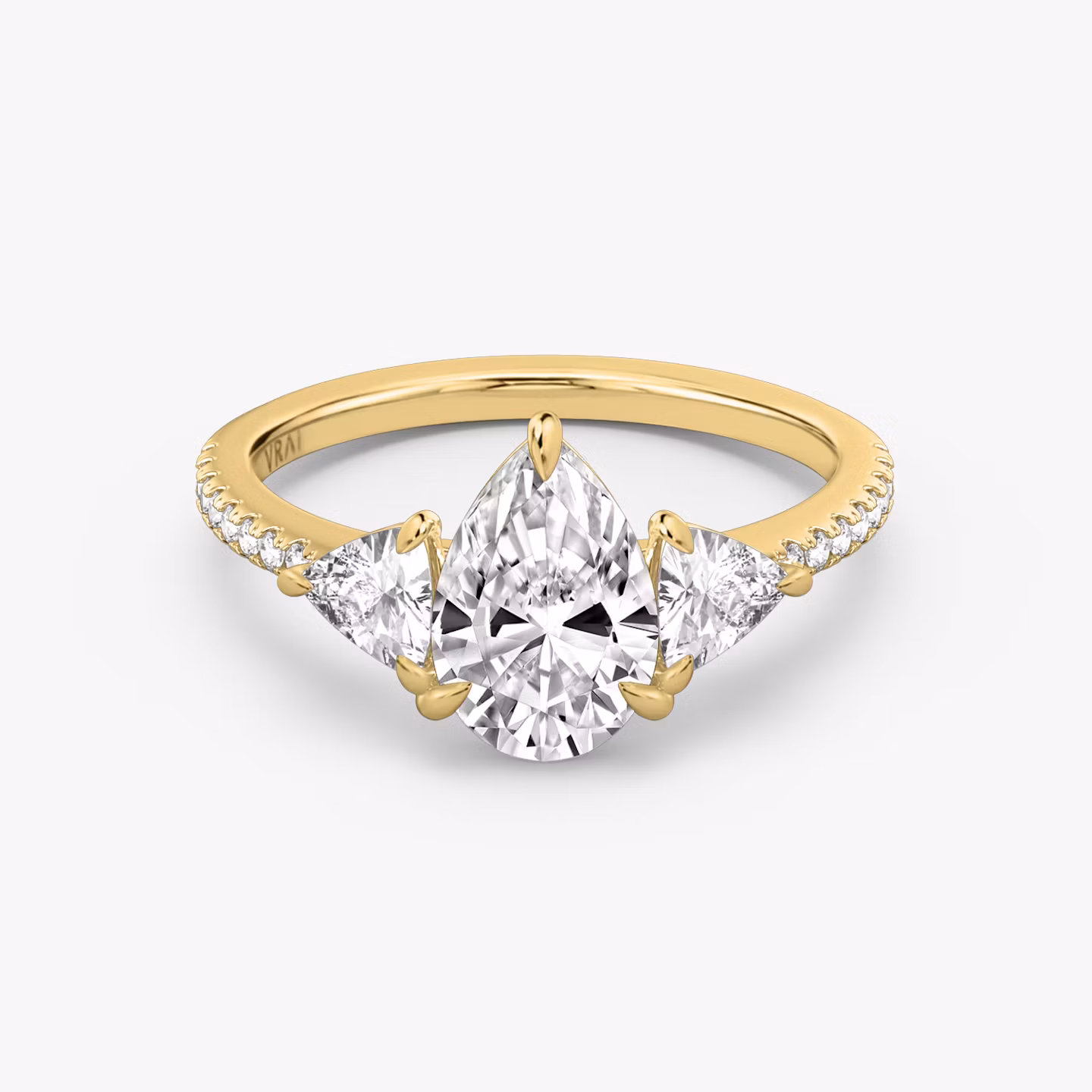 The Three Stone Pear | Yellow Gold