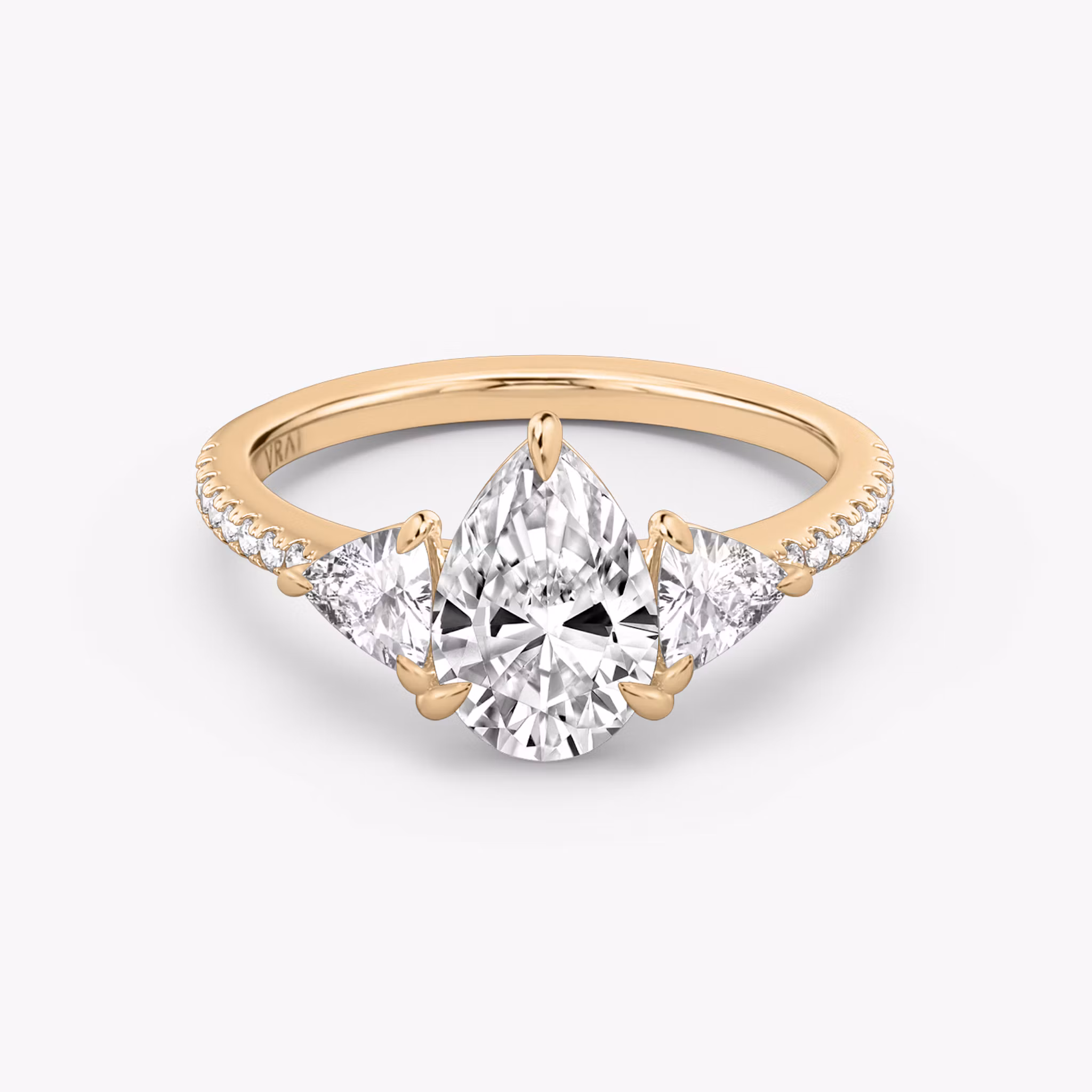Three Stone Pear | Rose Gold
