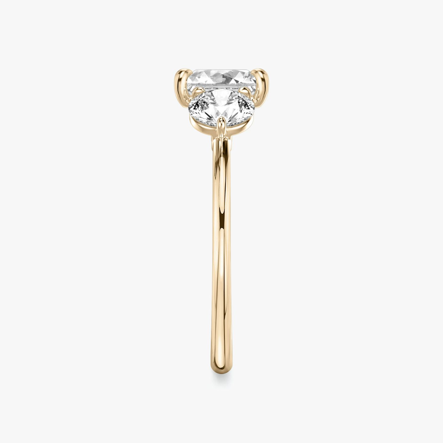 The Three Stone | Princess | 14k | Rose Gold | bandAccent: Plain | sideStoneCarat: 0.50ct | sideStoneShape: Round Brilliant | diamondOrientation: vertical | caratWeight: other