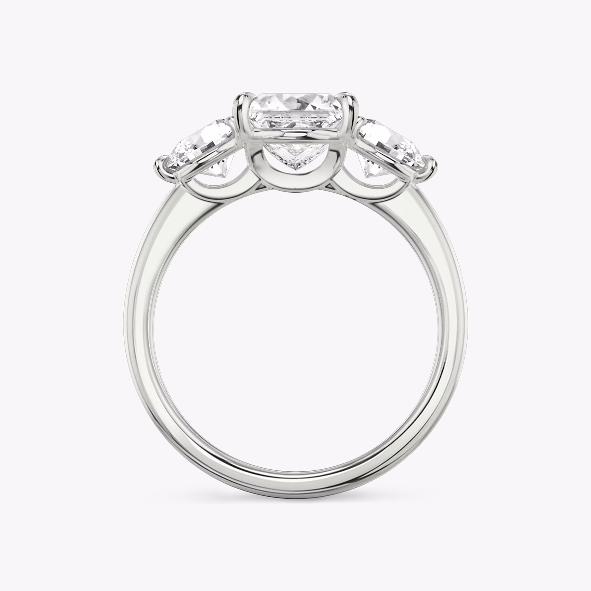Anillo de compromiso Three Stone | Princesa | Platino | bandAccent: Simple | sideStoneCarat: 0.50ct | sideStoneShape: Brillante | diamondOrientation: vertical | caratWeight: other