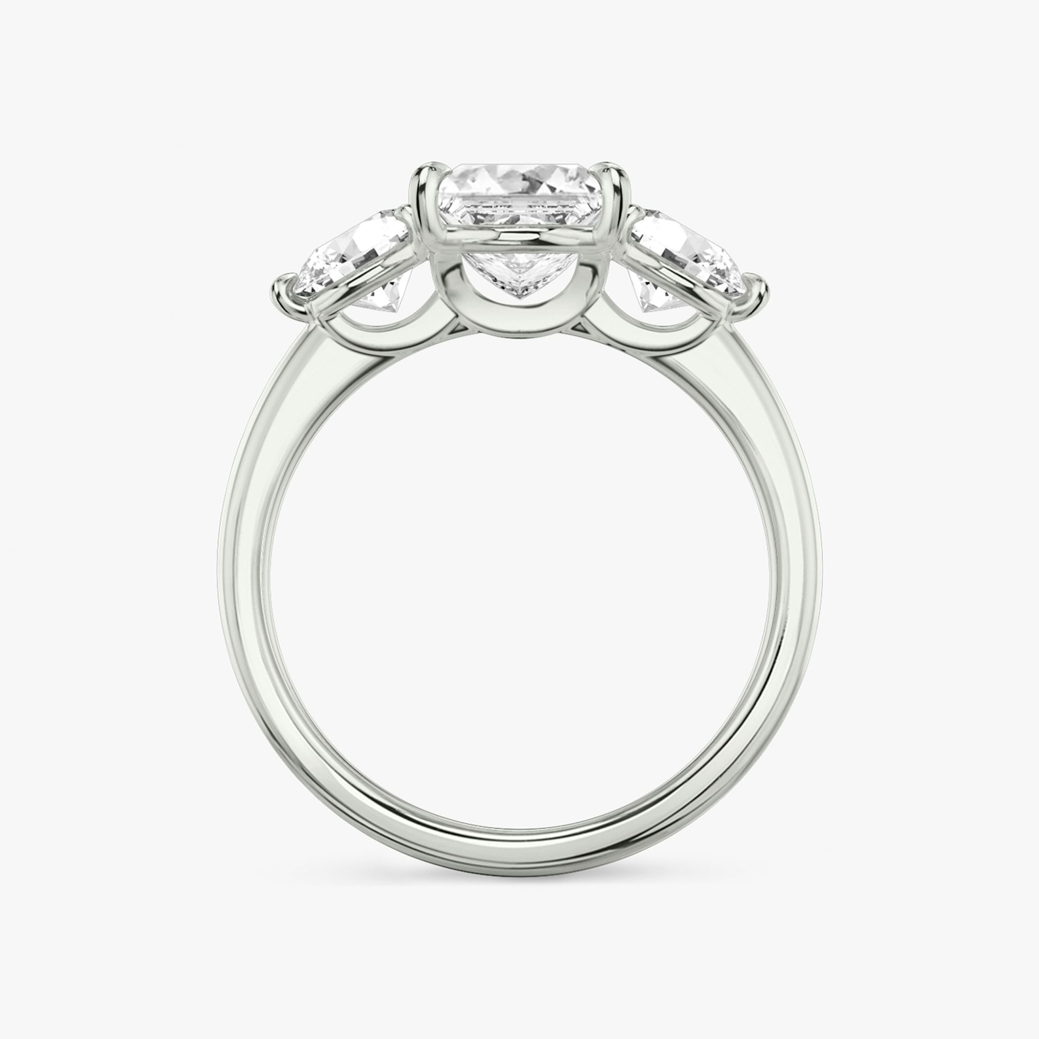 Anillo de compromiso Three Stone | Princesa | Platino | bandAccent: Simple | sideStoneCarat: 0.50ct | sideStoneShape: Brillante | diamondOrientation: vertical | caratWeight: other