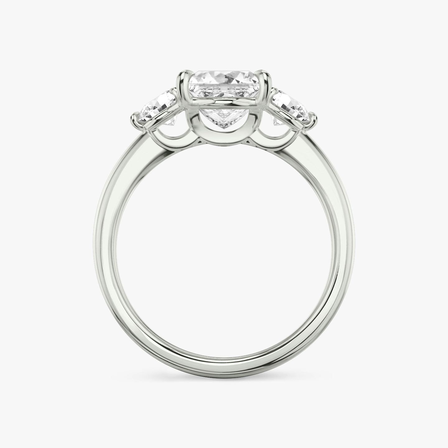 The Three Stone | Princess | 18k | White Gold | bandAccent: Plain | sideStoneCarat: 0.25ct | sideStoneShape: Round Brilliant | diamondOrientation: vertical | caratWeight: other
