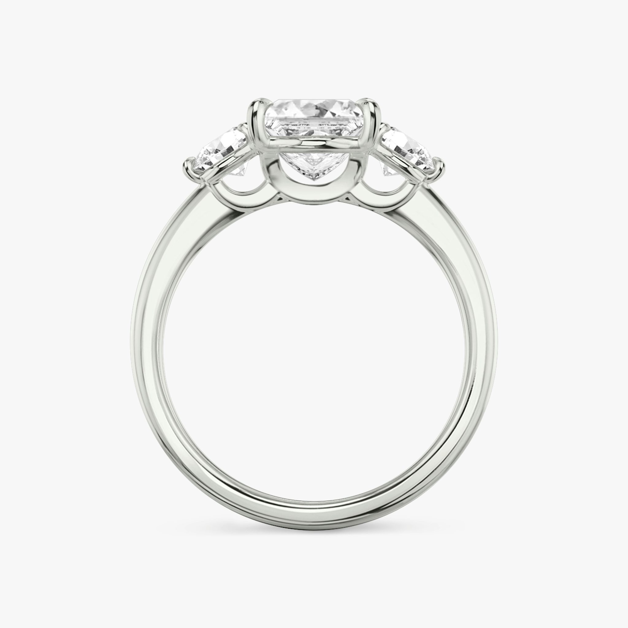 The Three Stone | Princess | 18k | White Gold | bandAccent: Plain | sideStoneCarat: 0.25ct | sideStoneShape: Round Brilliant | diamondOrientation: vertical | caratWeight: other