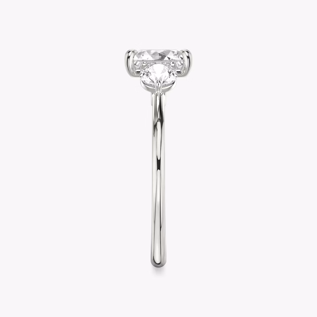 The Three Stone | Princess | 18k | White Gold | bandAccent: Plain | sideStoneCarat: 0.25ct | sideStoneShape: Round Brilliant | diamondOrientation: vertical | caratWeight: other