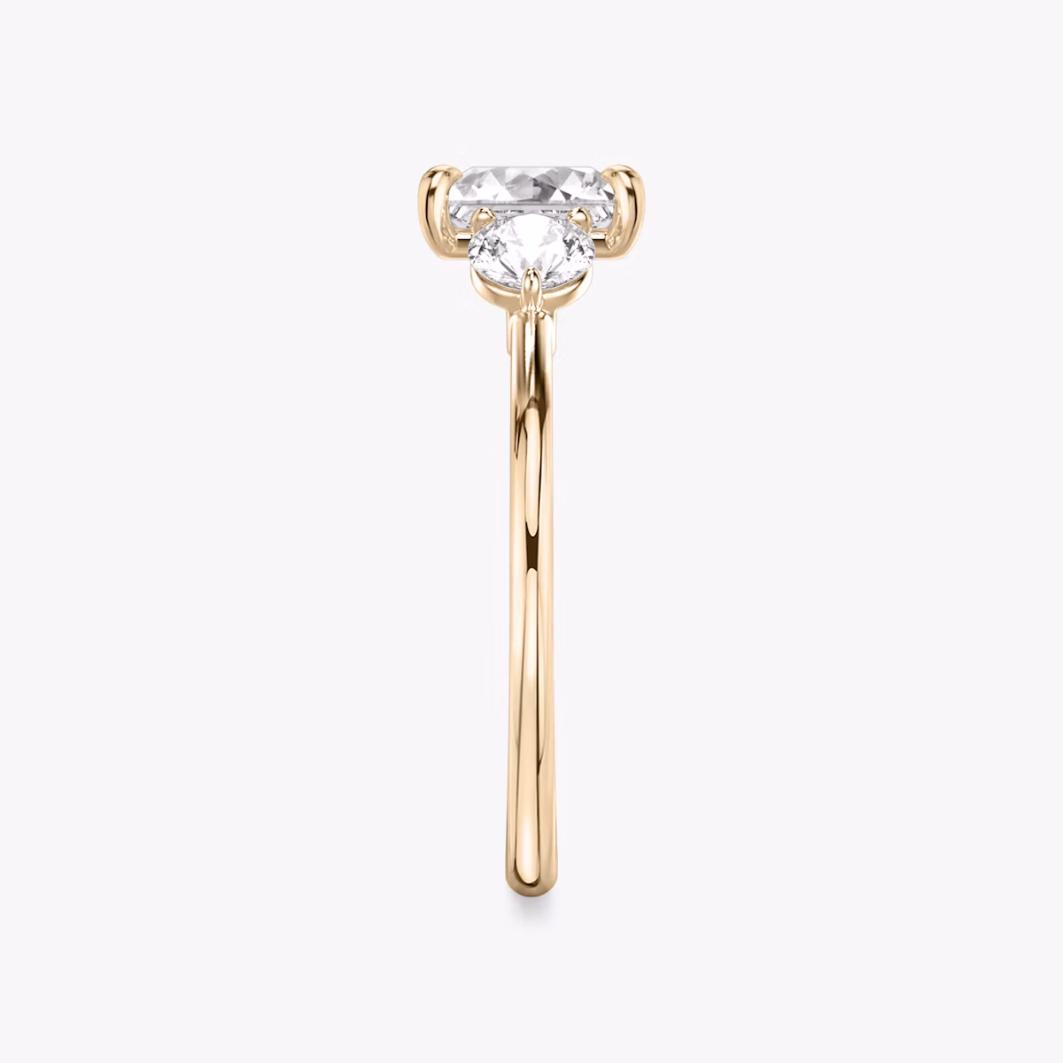 The Three Stone | Princess | 14k | Rose Gold | bandAccent: Plain | sideStoneCarat: 0.25ct | sideStoneShape: Round Brilliant | diamondOrientation: vertical | caratWeight: other