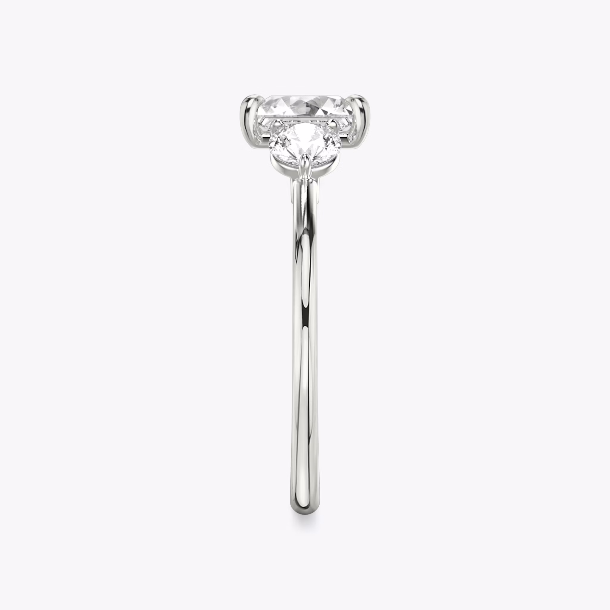 The Three Stone | Princess | Platinum | bandAccent: Plain | sideStoneCarat: 0.25ct | sideStoneShape: Round Brilliant | diamondOrientation: vertical | caratWeight: other