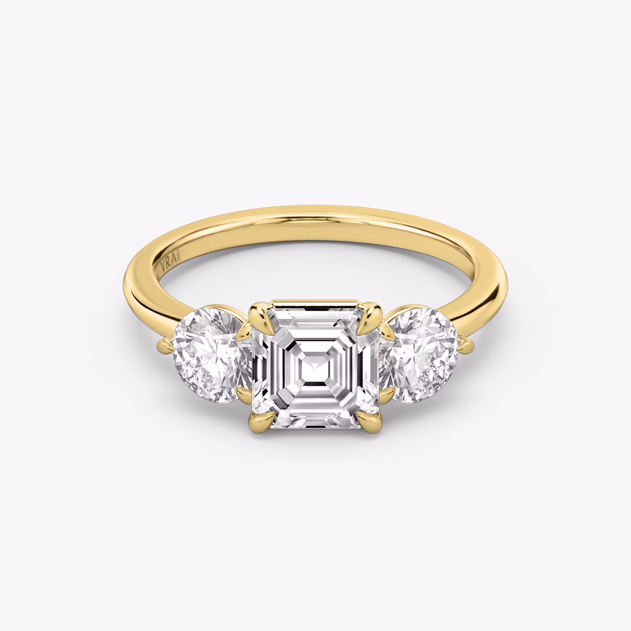 The Three Stone Asscher | Yellow Gold
