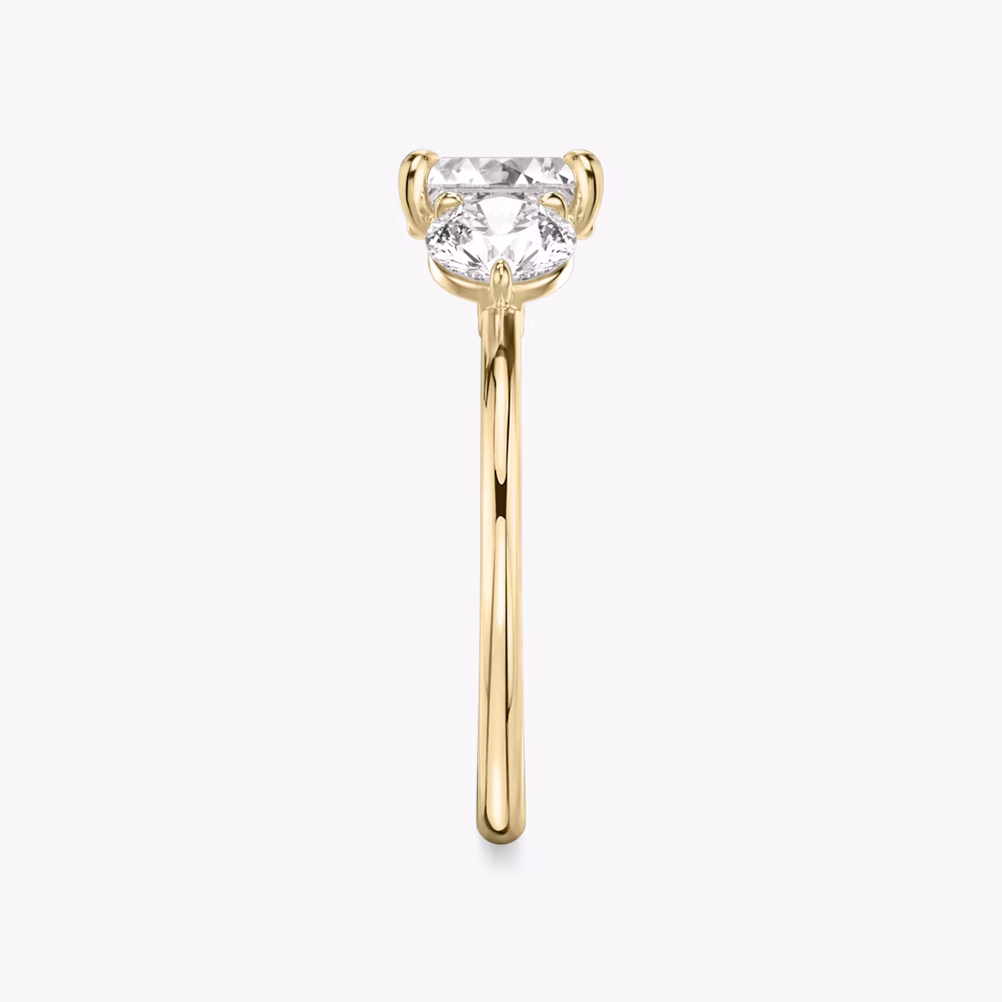 The Three Stone | Asscher | 18k | Yellow Gold | bandAccent: Plain | sideStoneCarat: 0.50ct | sideStoneShape: Round Brilliant | diamondOrientation: vertical | caratWeight: other
