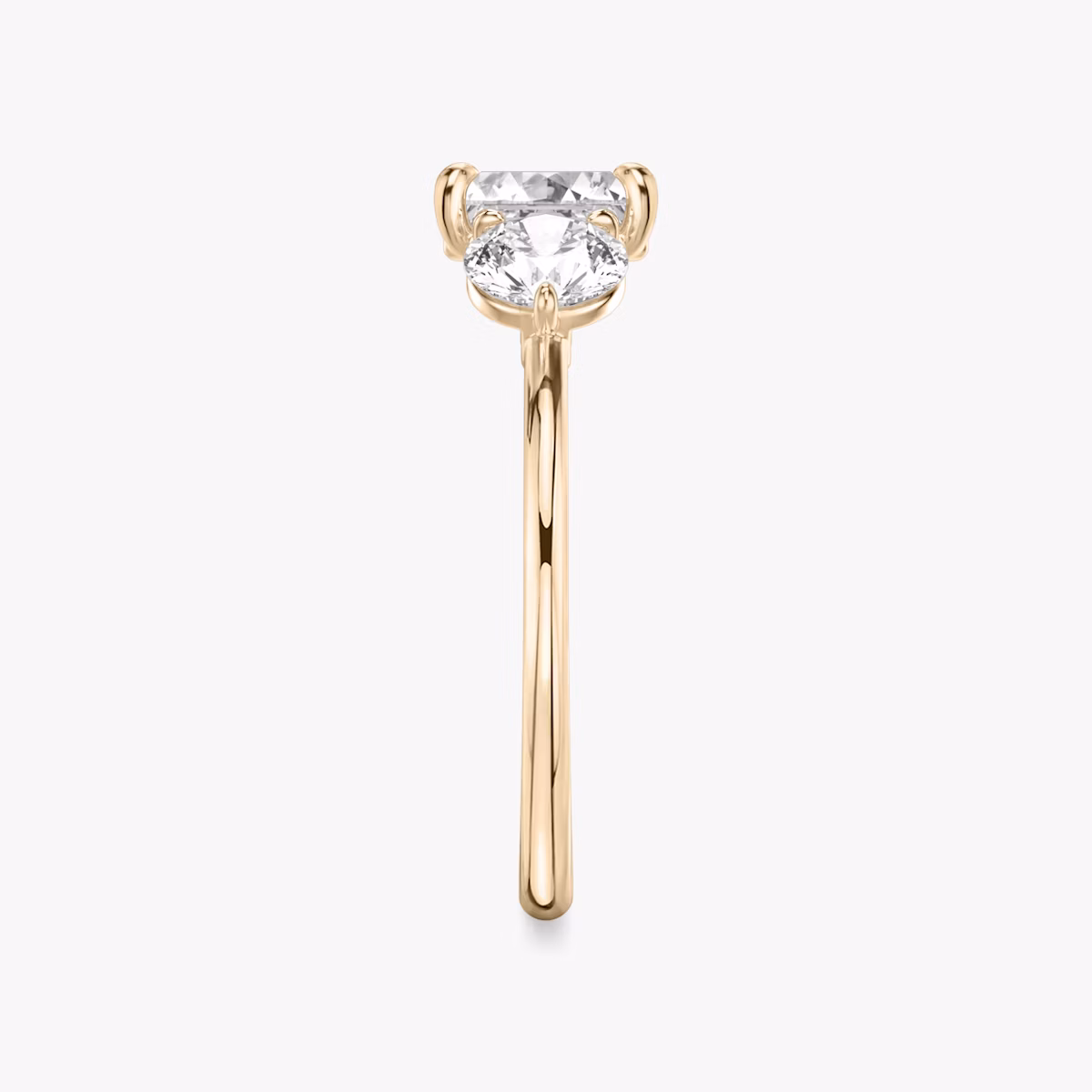 The Three Stone | Asscher | 14k | Rose Gold | bandAccent: Plain | sideStoneCarat: 0.50ct | sideStoneShape: Round Brilliant | diamondOrientation: vertical | caratWeight: other