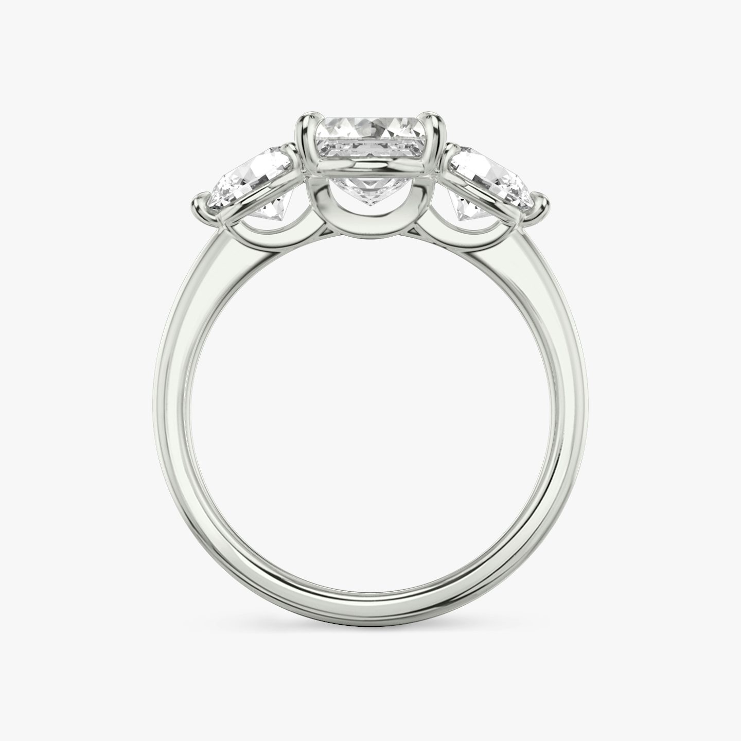 The Three Stone | Asscher | Platinum | bandAccent: Plain | sideStoneCarat: 0.50ct | sideStoneShape: Round Brilliant | diamondOrientation: vertical | caratWeight: other