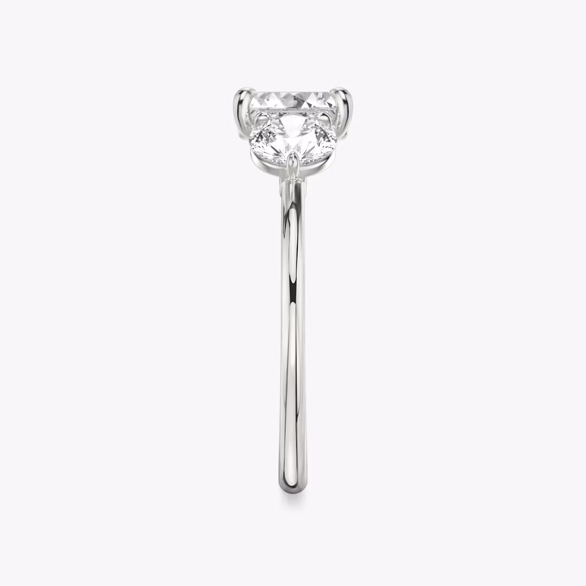 The Three Stone | Asscher | Platinum | bandAccent: Plain | sideStoneCarat: 0.50ct | sideStoneShape: Round Brilliant | diamondOrientation: vertical | caratWeight: other