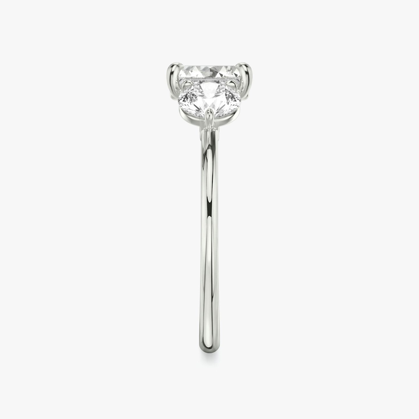 The Three Stone | Asscher | Platinum | bandAccent: Plain | sideStoneCarat: 0.50ct | sideStoneShape: Round Brilliant | diamondOrientation: vertical | caratWeight: other