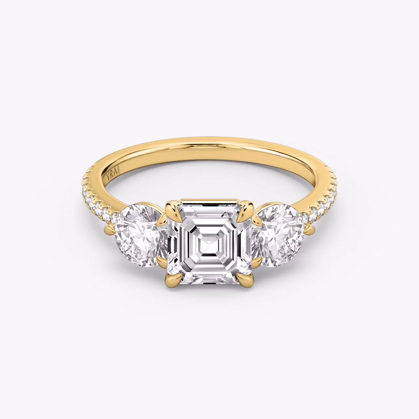 The Three Stone Asscher | Yellow Gold