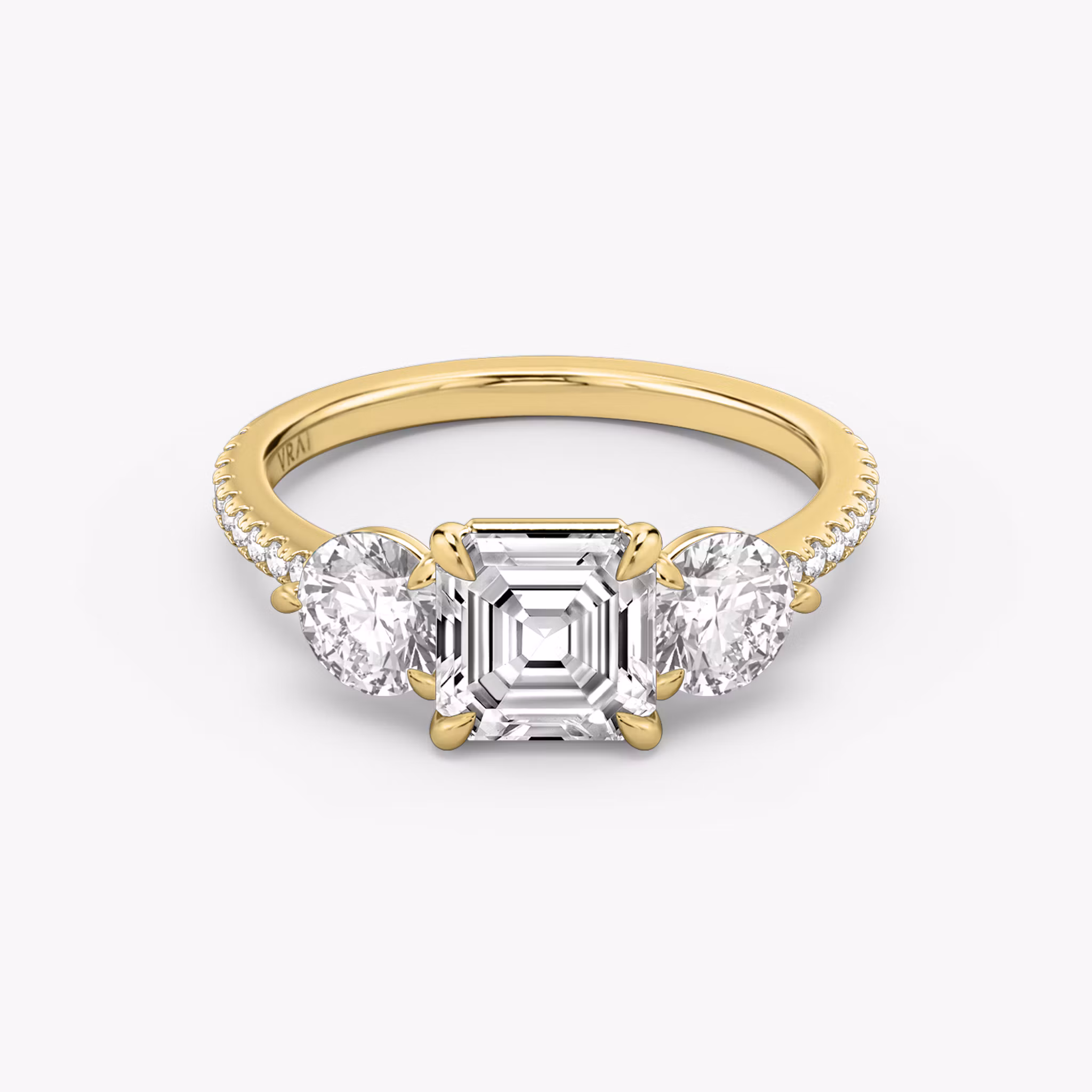 Three Stone Asscher | Yellow Gold