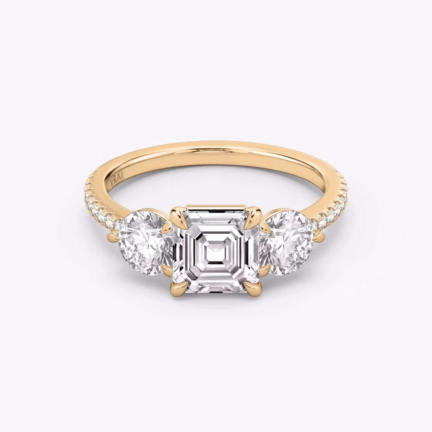 The Three Stone Asscher | Rose Gold