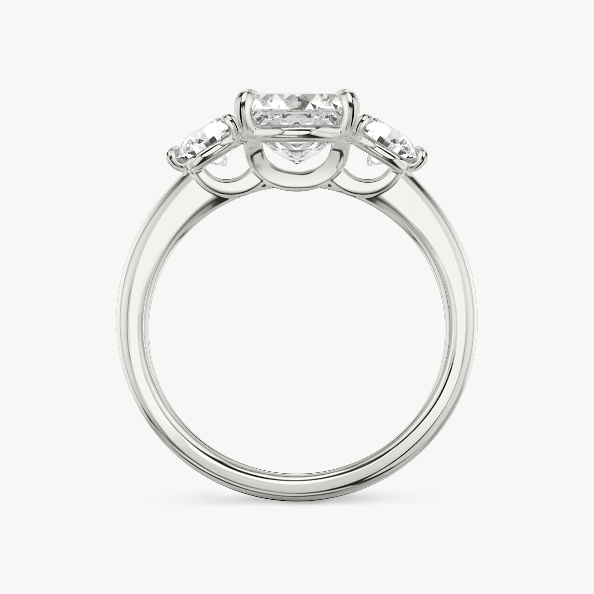 The Three Stone | Asscher | 18k | White Gold | bandAccent: Plain | sideStoneCarat: 0.25ct | sideStoneShape: Round Brilliant | diamondOrientation: vertical | caratWeight: other