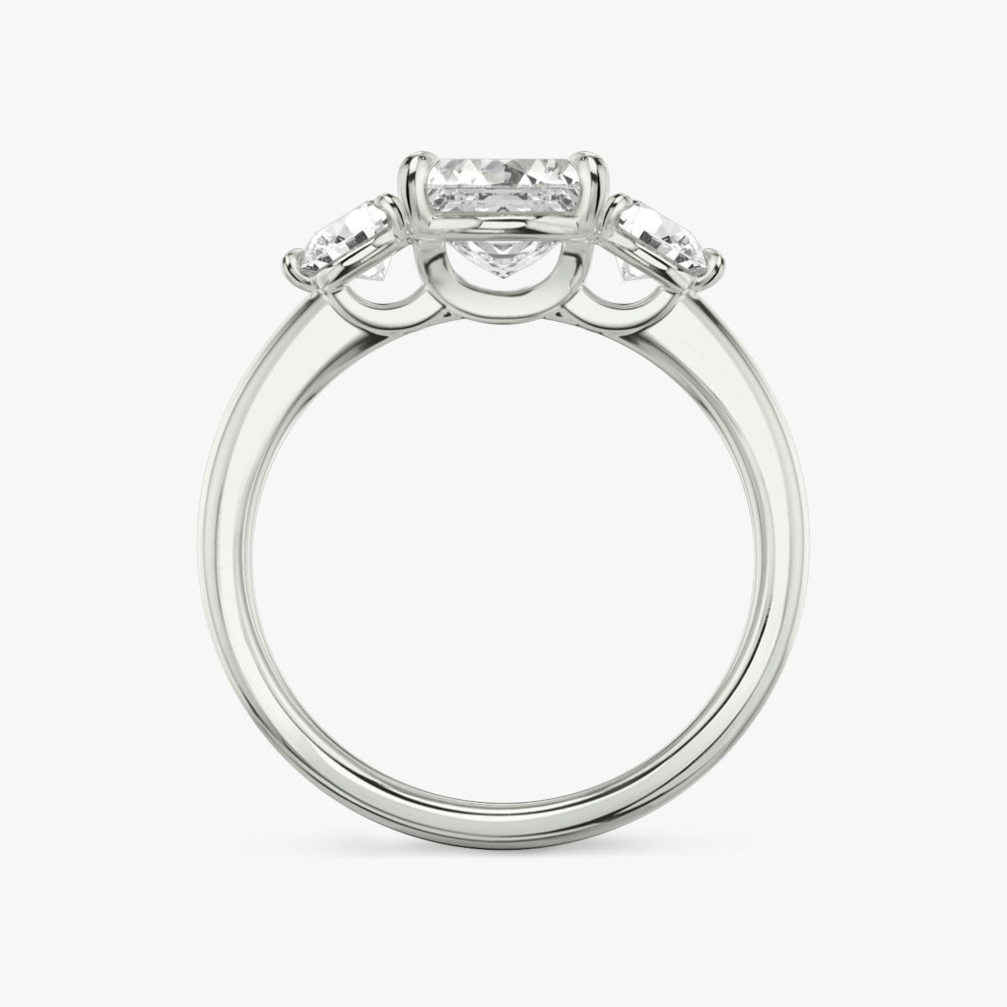 The Three Stone | Asscher | Platinum | bandAccent: Plain | sideStoneCarat: 0.25ct | sideStoneShape: Round Brilliant | diamondOrientation: vertical | caratWeight: other