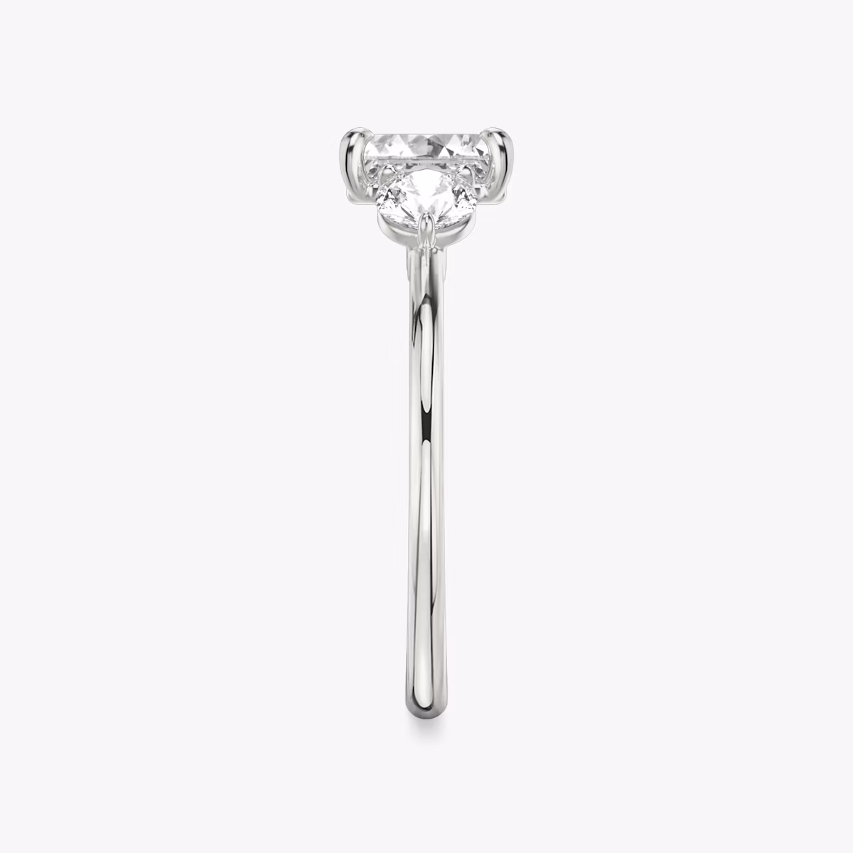 The Three Stone | Asscher | Platinum | bandAccent: Plain | sideStoneCarat: 0.25ct | sideStoneShape: Round Brilliant | diamondOrientation: vertical | caratWeight: other