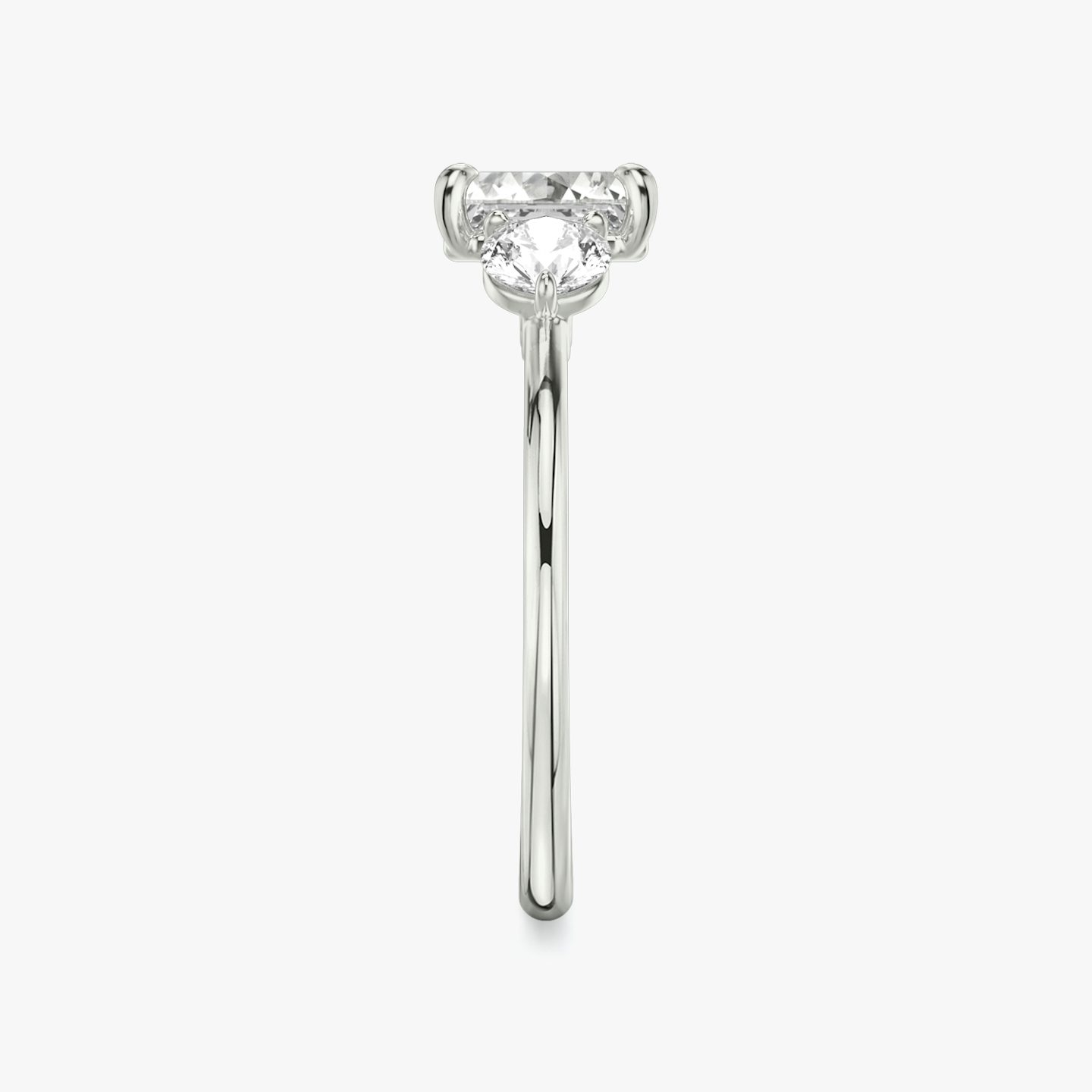 The Three Stone | Asscher | Platinum | bandAccent: Plain | sideStoneCarat: 0.25ct | sideStoneShape: Round Brilliant | diamondOrientation: vertical | caratWeight: other