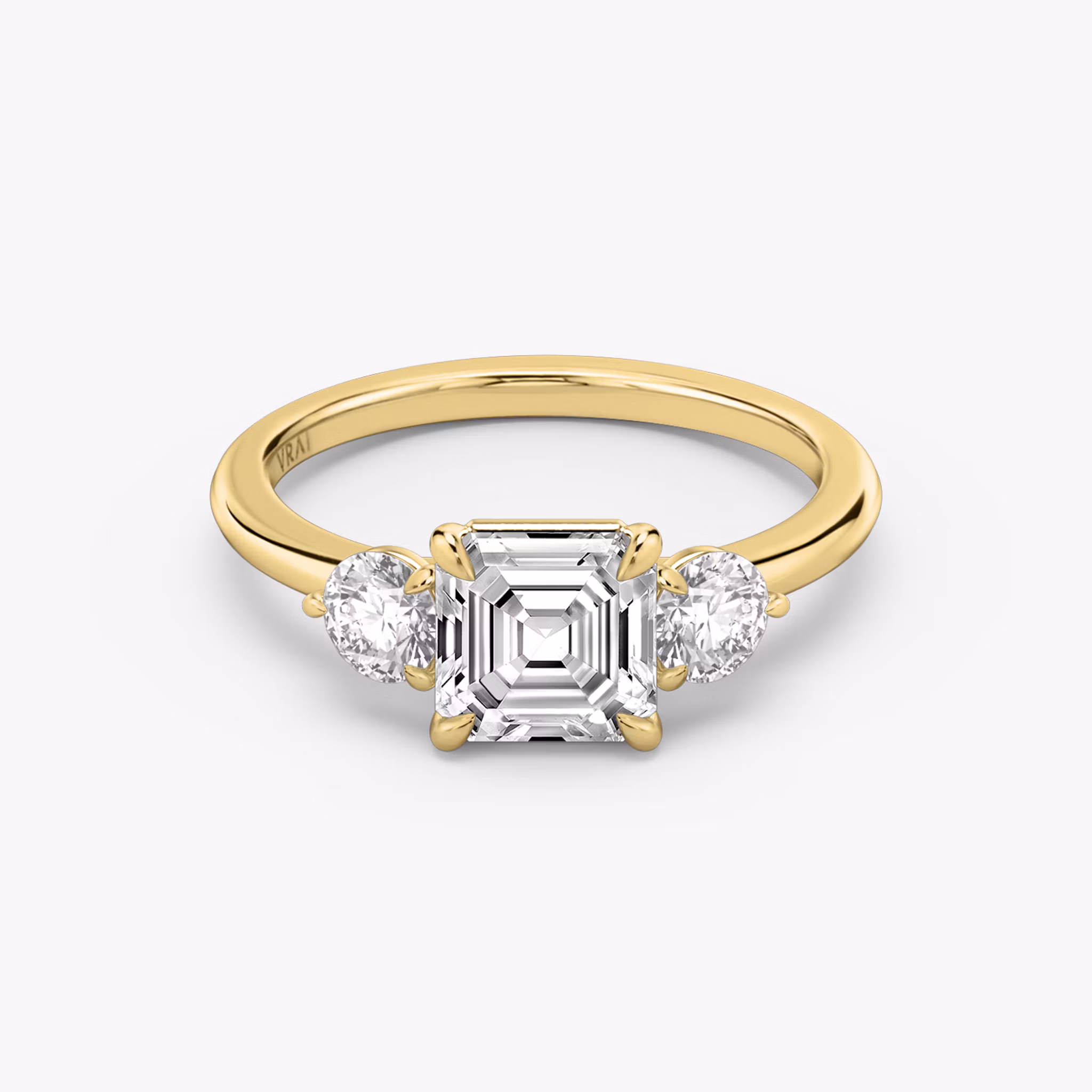 Three Stone Asscher | Yellow Gold