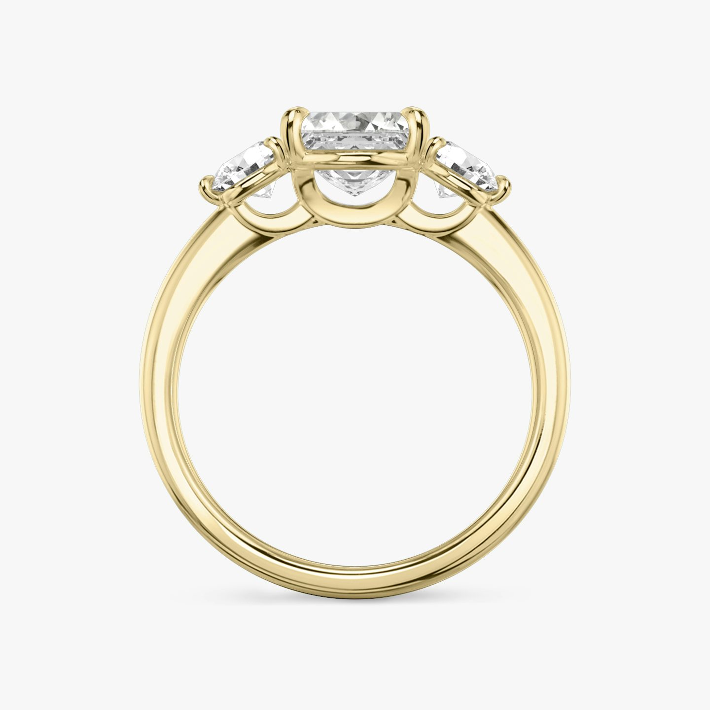 The Three Stone | Asscher | 18k | Yellow Gold | bandAccent: Plain | sideStoneCarat: 0.25ct | sideStoneShape: Round Brilliant | diamondOrientation: vertical | caratWeight: other
