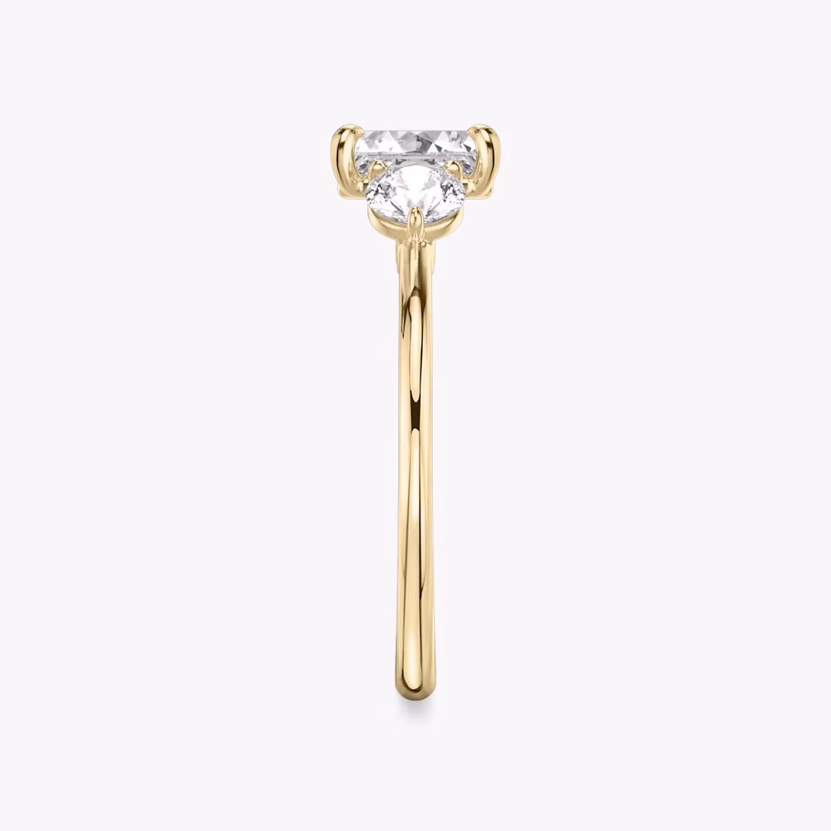 The Three Stone | Asscher | 18k | Yellow Gold | bandAccent: Plain | sideStoneCarat: 0.25ct | sideStoneShape: Round Brilliant | diamondOrientation: vertical | caratWeight: other