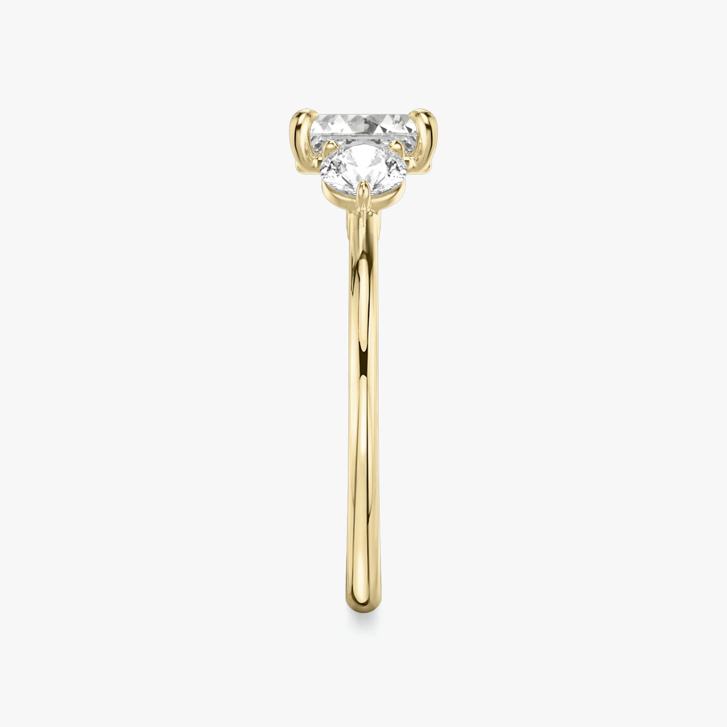The Three Stone | Asscher | 18k | Yellow Gold | bandAccent: Plain | sideStoneCarat: 0.25ct | sideStoneShape: Round Brilliant | diamondOrientation: vertical | caratWeight: other