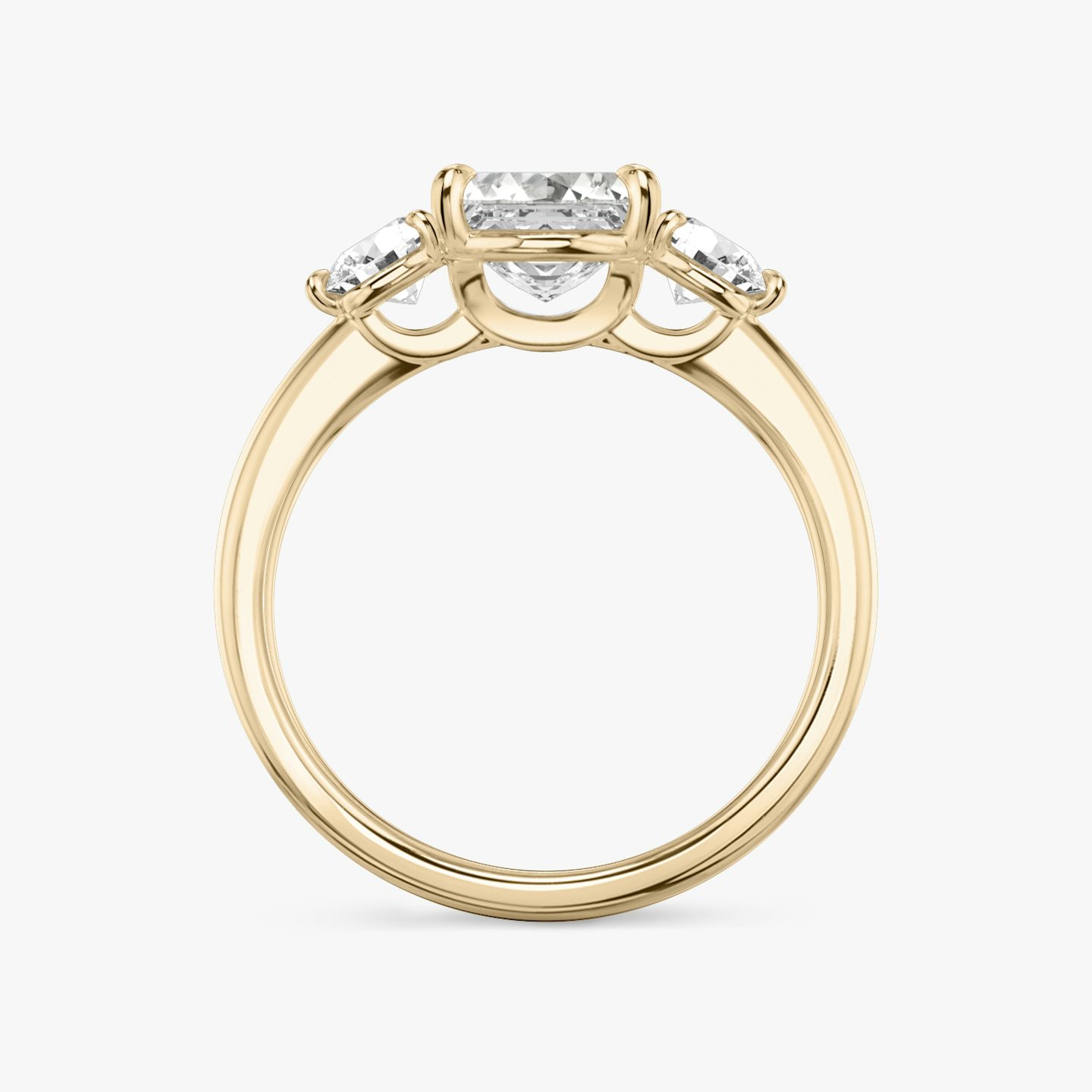 The Three Stone | Asscher | 14k | Rose Gold | bandAccent: Plain | sideStoneCarat: 0.25ct | sideStoneShape: Round Brilliant | diamondOrientation: vertical | caratWeight: other