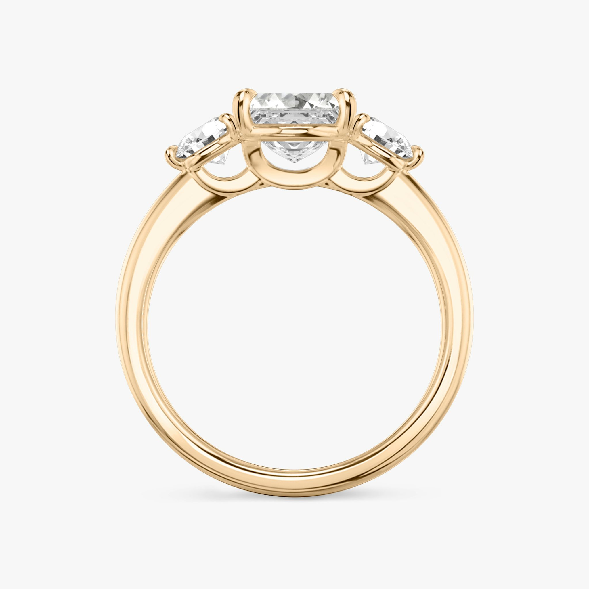 Three Stone | Asscher | 14k | Roségold | bandAccent: Ohne Pavé-Besatz | sideStoneCarat: 0.25ct | sideStoneShape: Rund | diamondOrientation: vertical | caratWeight: other