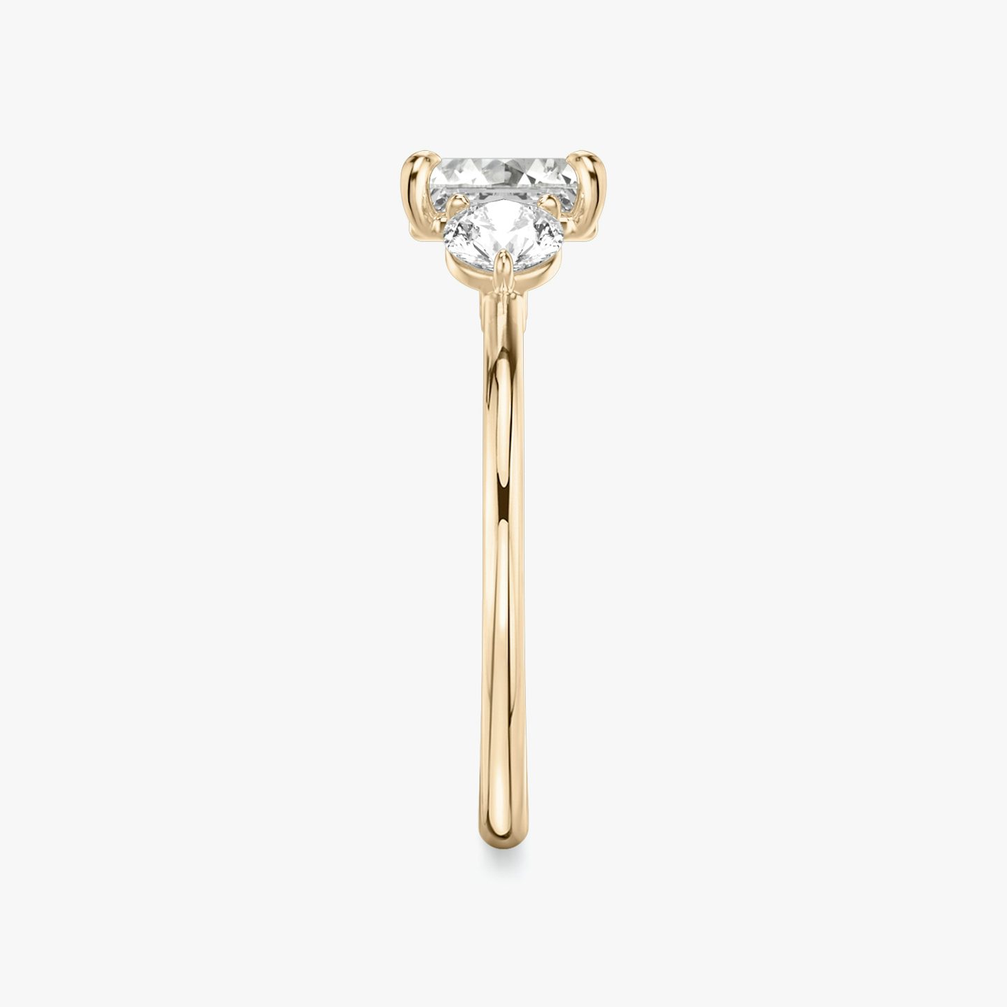 The Three Stone | Asscher | 14k | Rose Gold | bandAccent: Plain | sideStoneCarat: 0.25ct | sideStoneShape: Round Brilliant | diamondOrientation: vertical | caratWeight: other