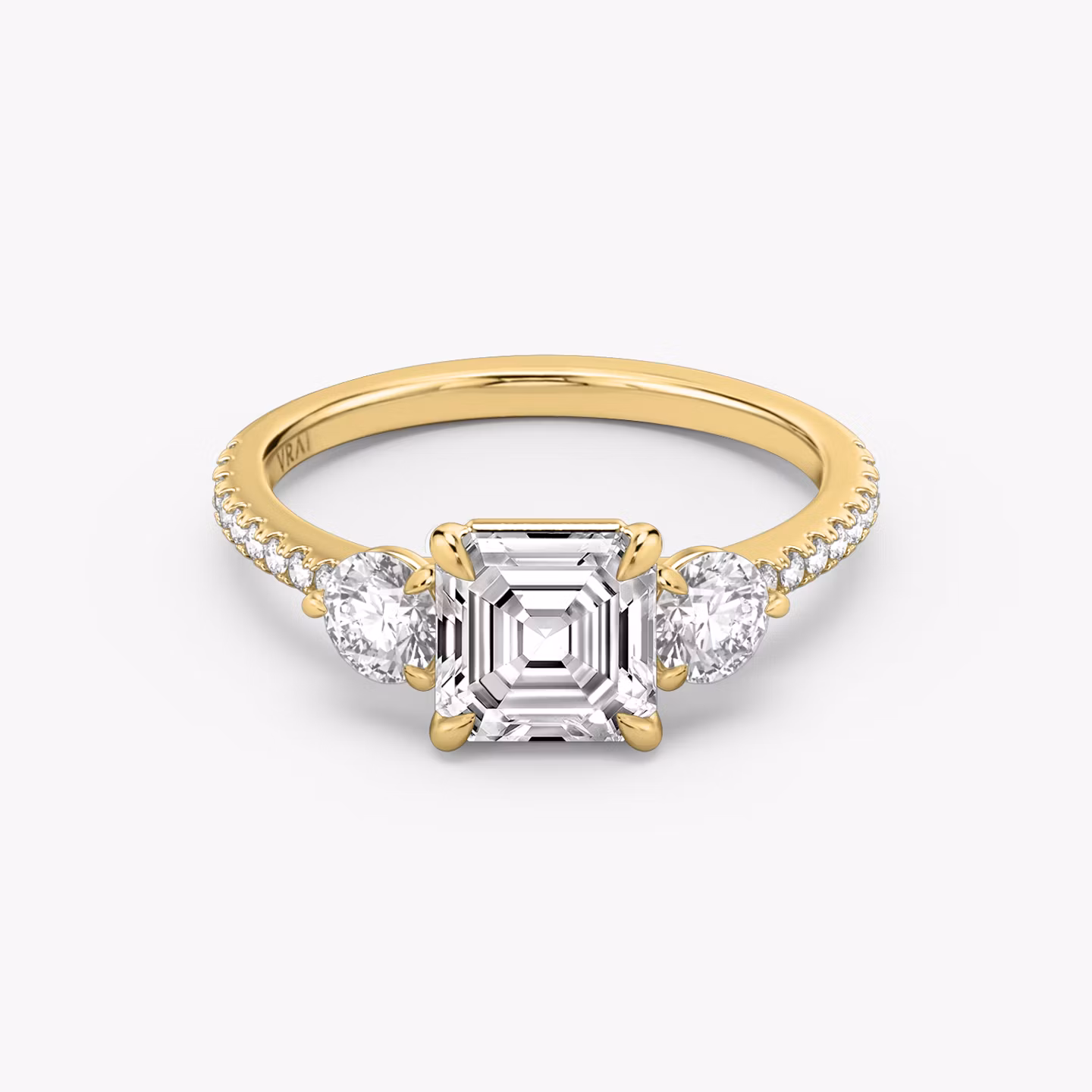The Three Stone Asscher | Yellow Gold