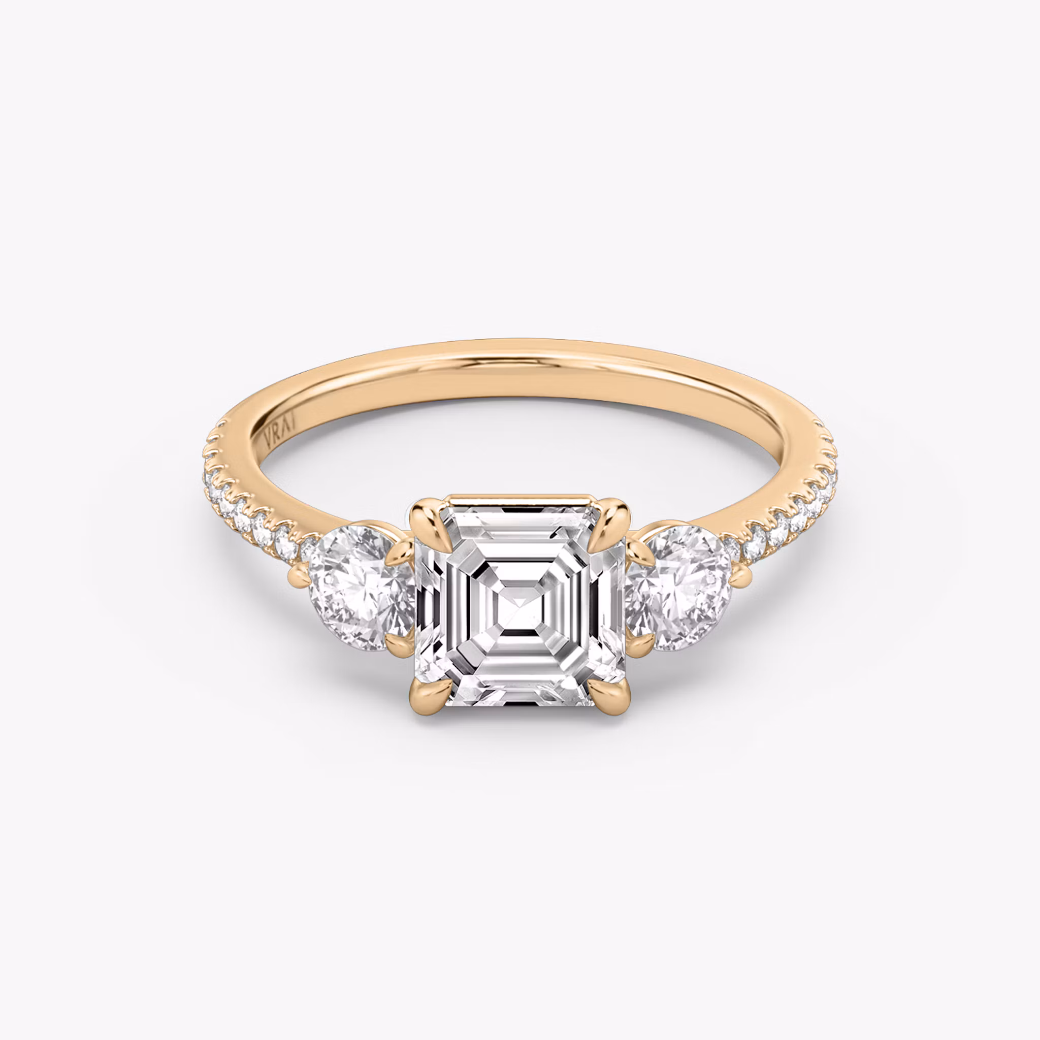 Three Stone Asscher | Rose Gold