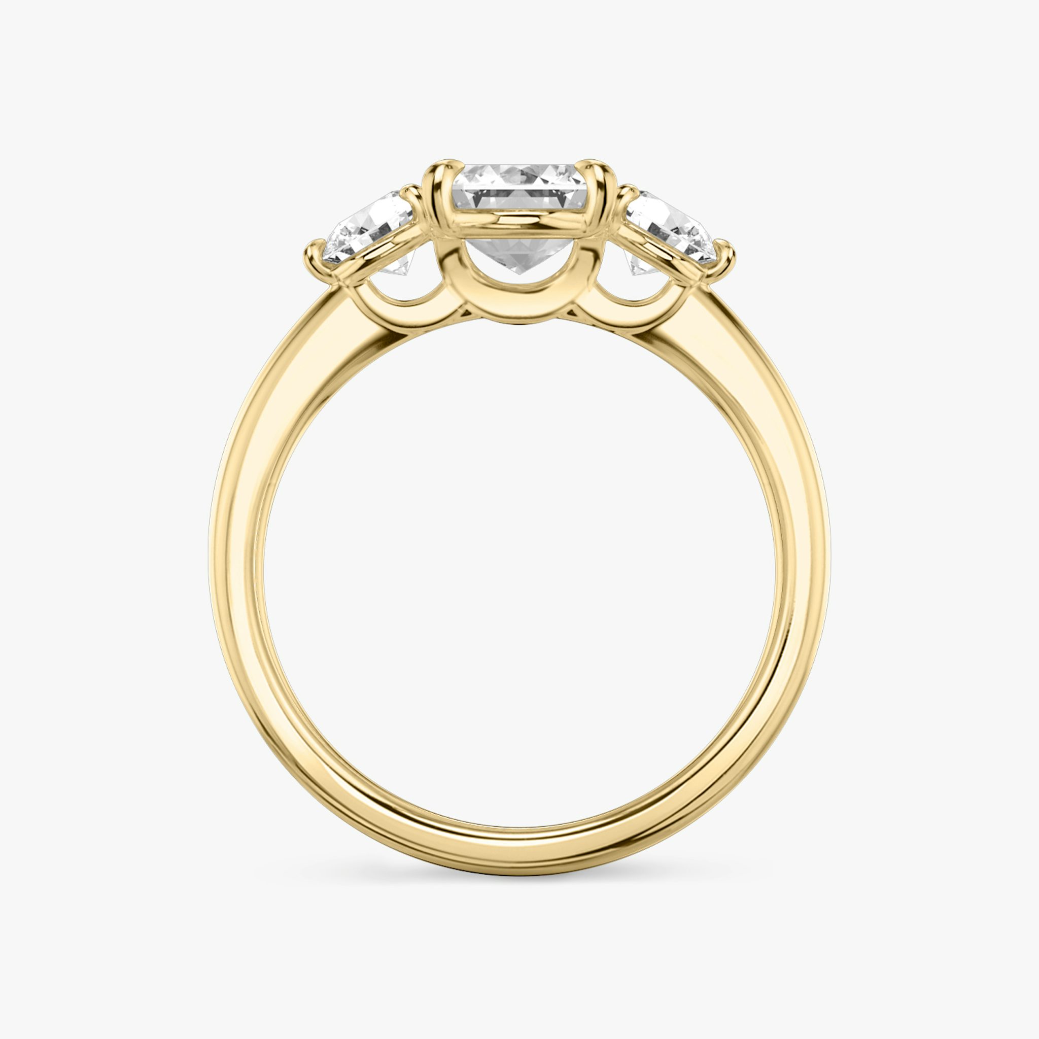 The Three Stone | Emerald | 18k | Yellow Gold | bandAccent: Plain | sideStoneCarat: 0.25ct | sideStoneShape: Round Brilliant | diamondOrientation: vertical | caratWeight: other