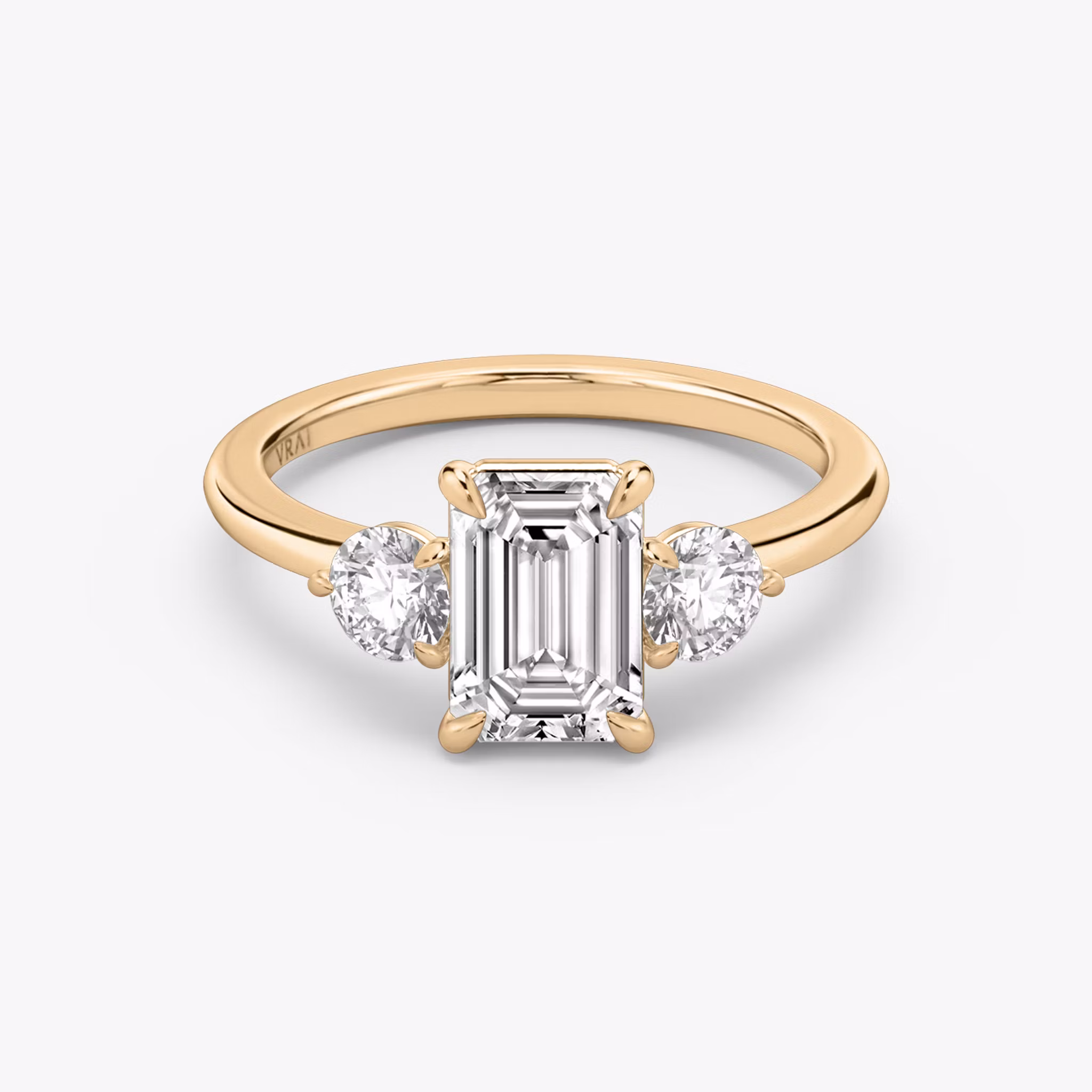 The Three Stone Emerald | Rose Gold